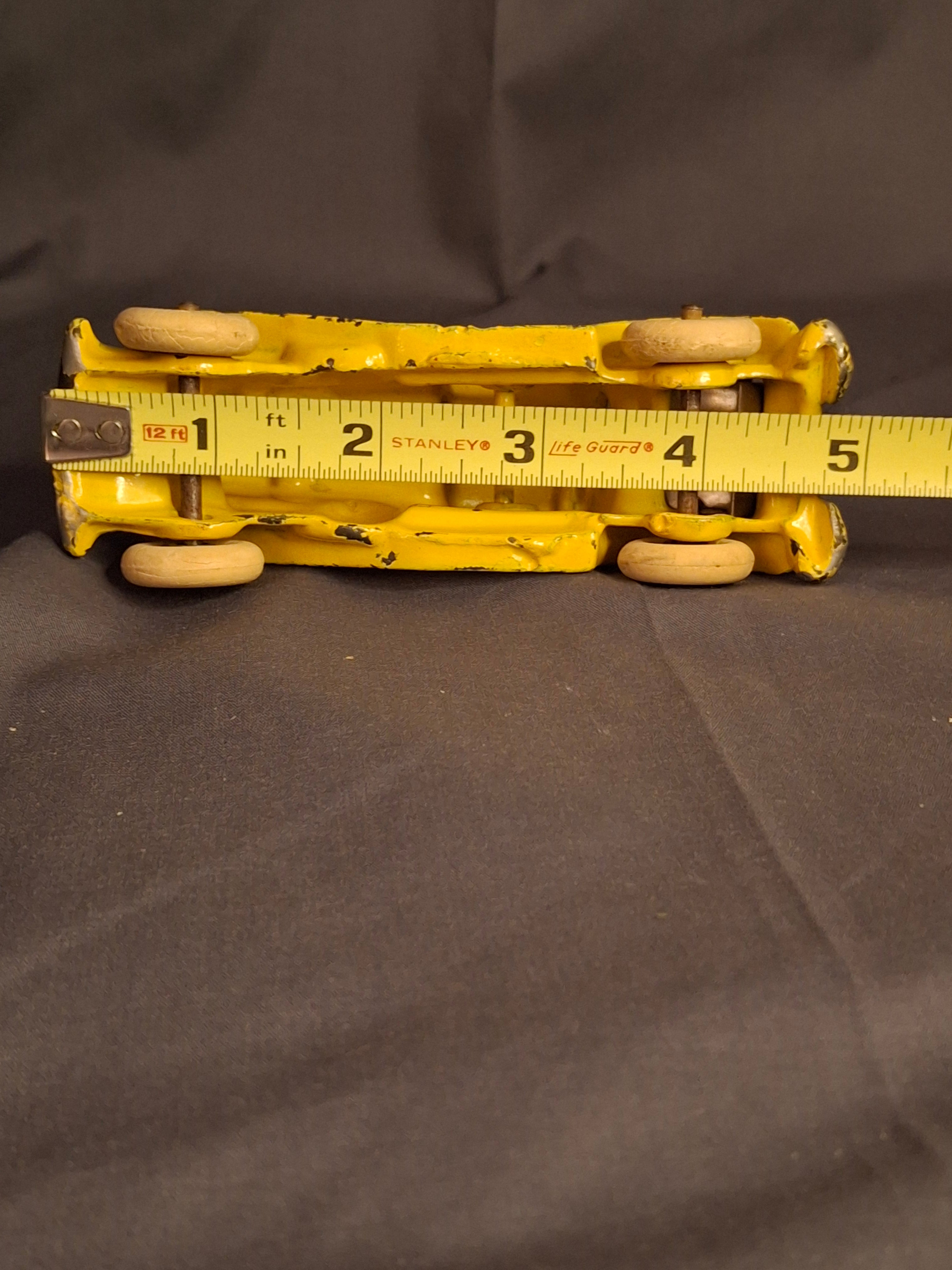 Antique A.C. Williams Cast Iron REO Royale Coupe Toy - Original Yellow Paint - Rumble Seat