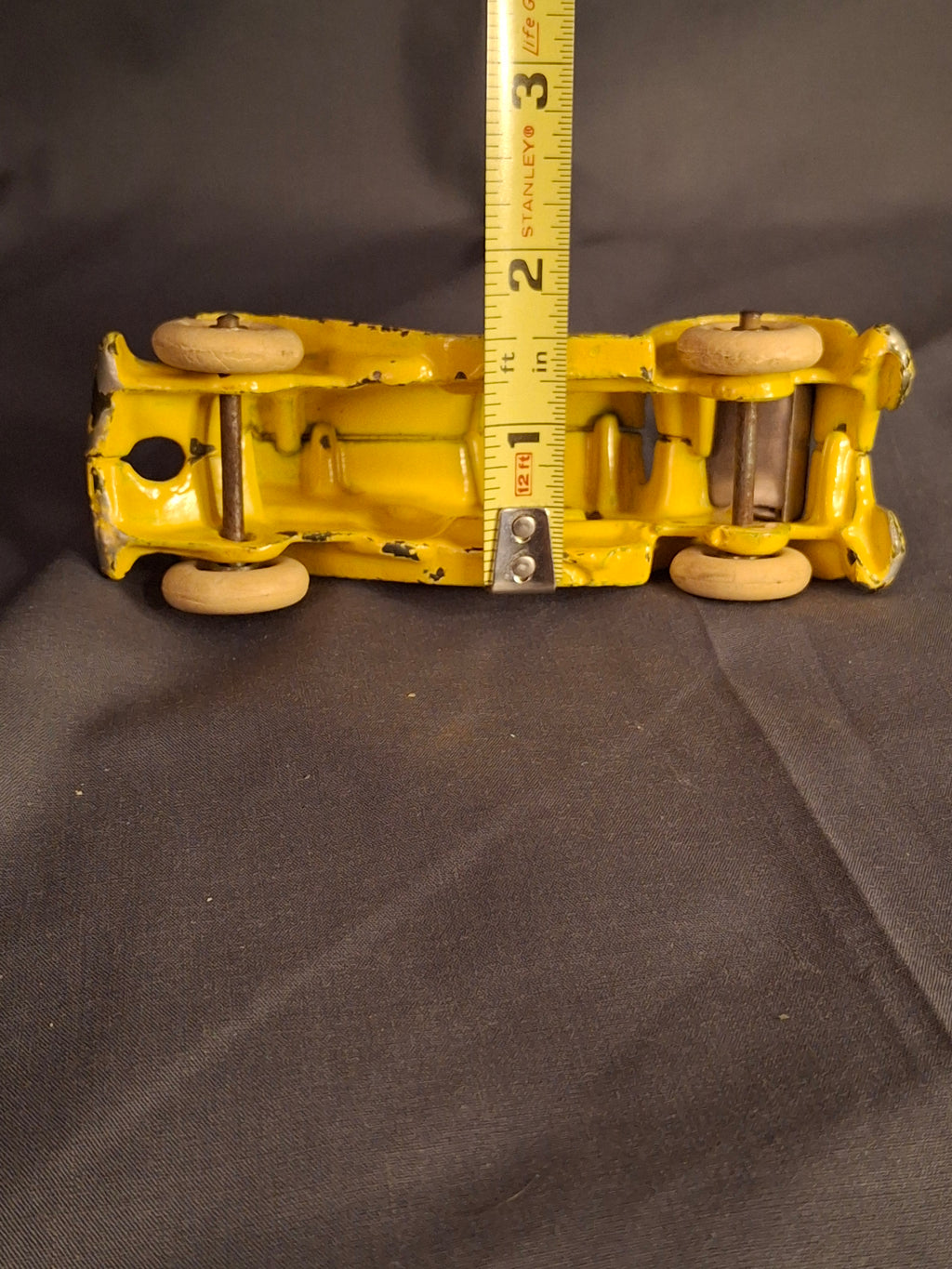 Antique A.C. Williams Cast Iron REO Royale Coupe Toy - Original Yellow Paint - Rumble Seat