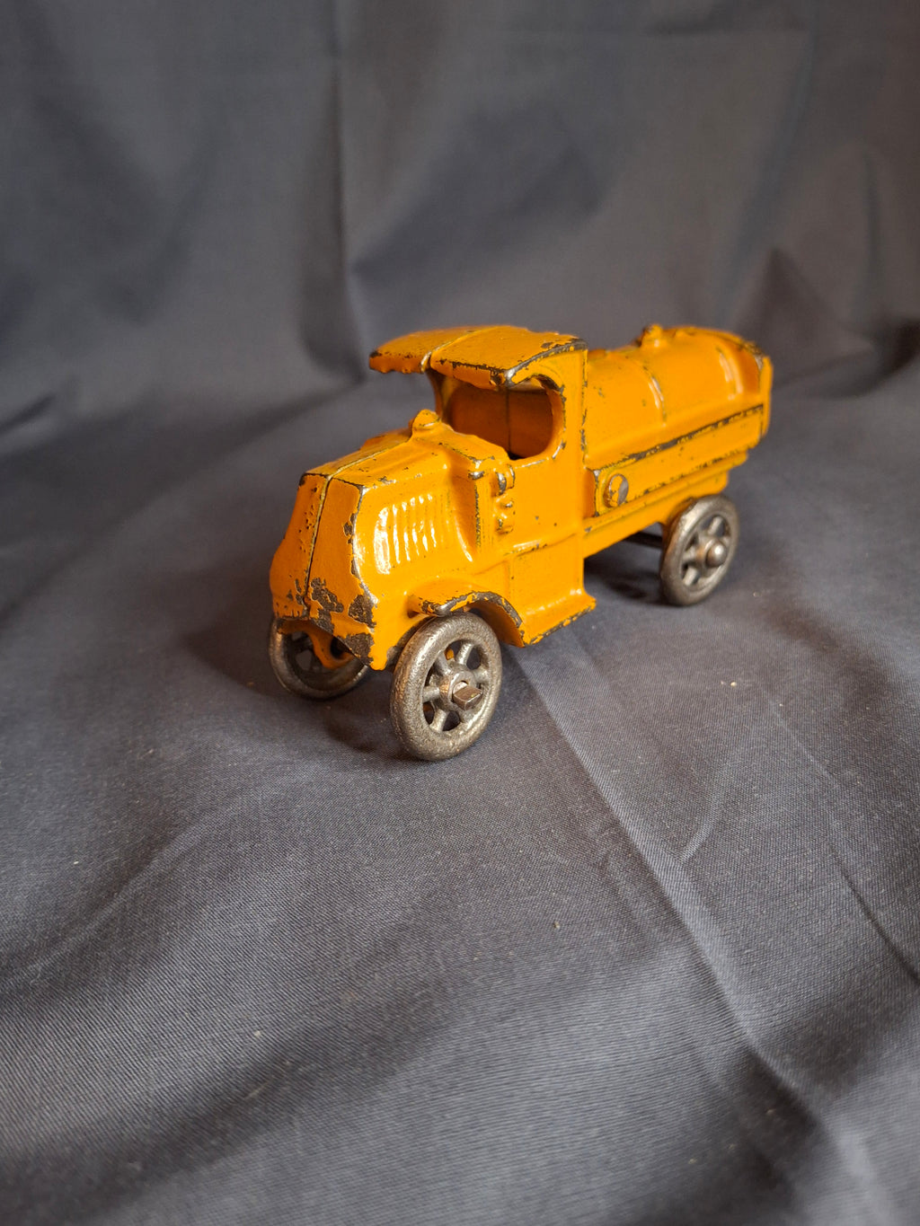 Antique Hubley Cast Iron Mack C-Cab Gas Tanker Truck - Original Orange Paint - c. 1930