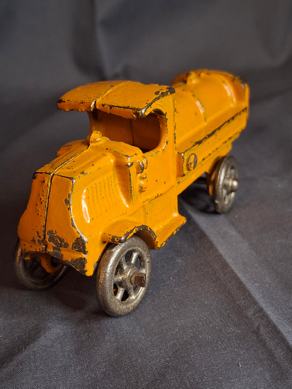 Antique Hubley Cast Iron Mack C-Cab Gas Tanker Truck - Original Orange Paint - c. 1930