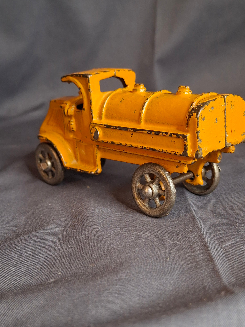 Antique Hubley Cast Iron Mack C-Cab Gas Tanker Truck - Original Orange Paint - c. 1930