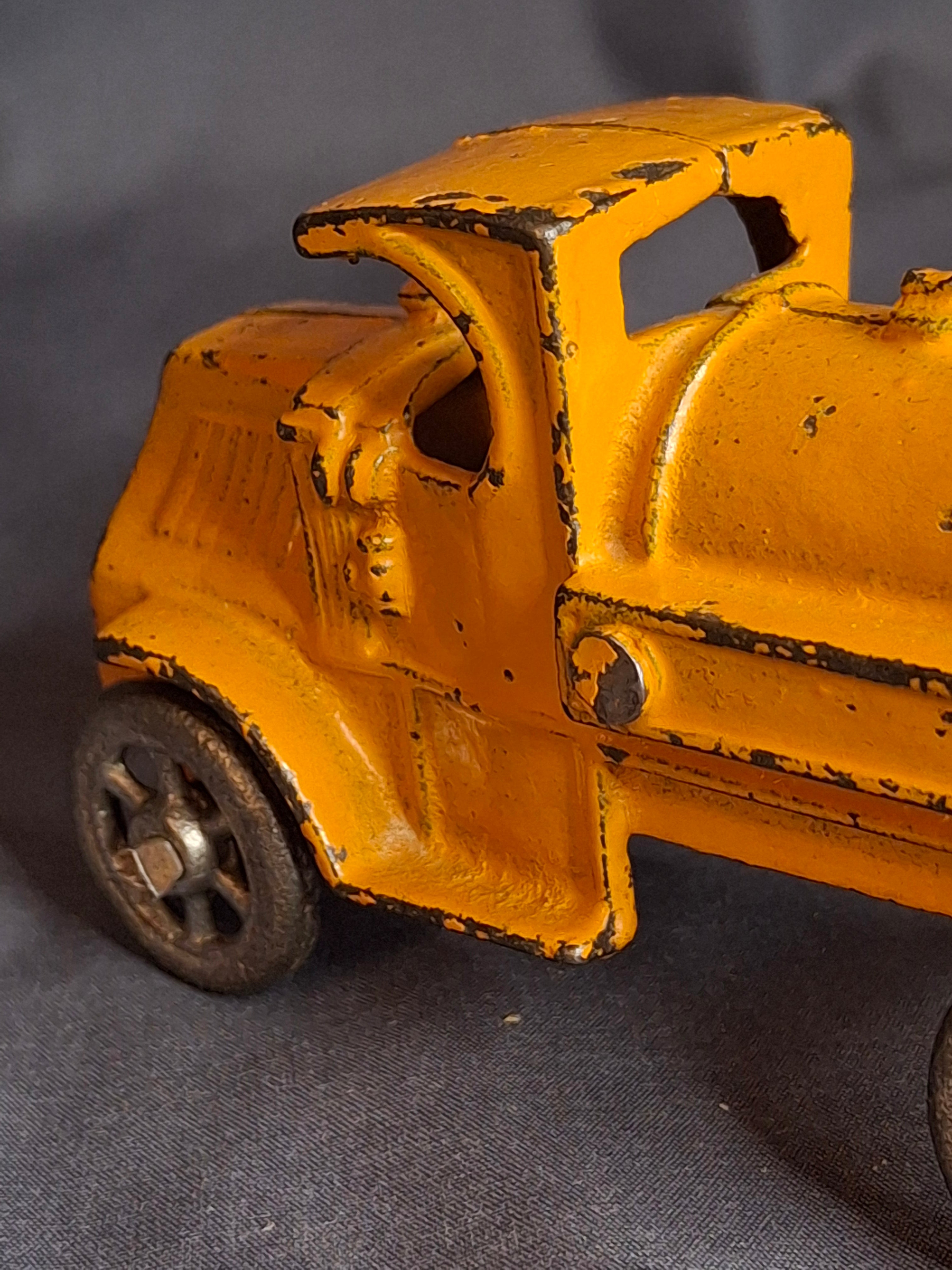 Antique Hubley Cast Iron Mack C-Cab Gas Tanker Truck - Original Orange Paint - c. 1930