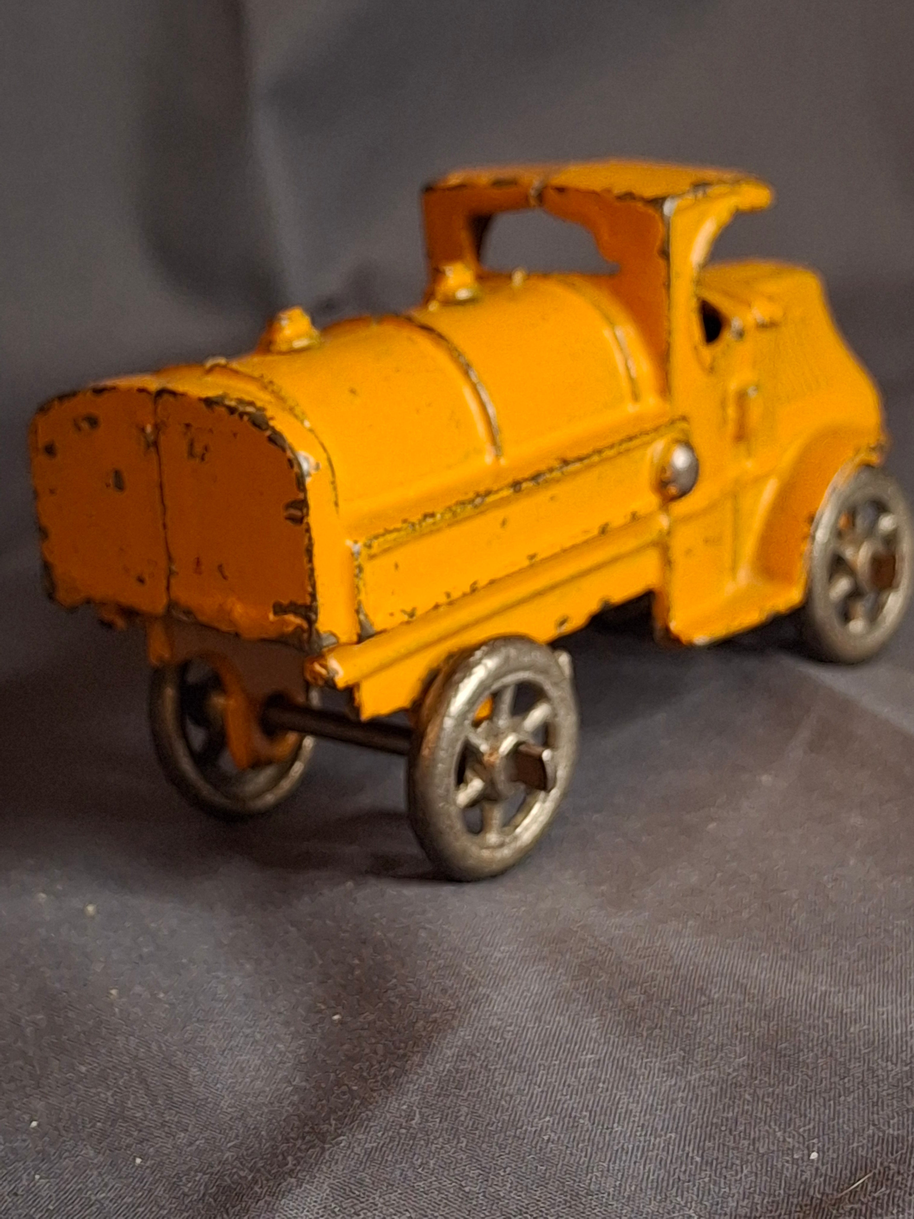 Antique Hubley Cast Iron Mack C-Cab Gas Tanker Truck - Original Orange Paint - c. 1930