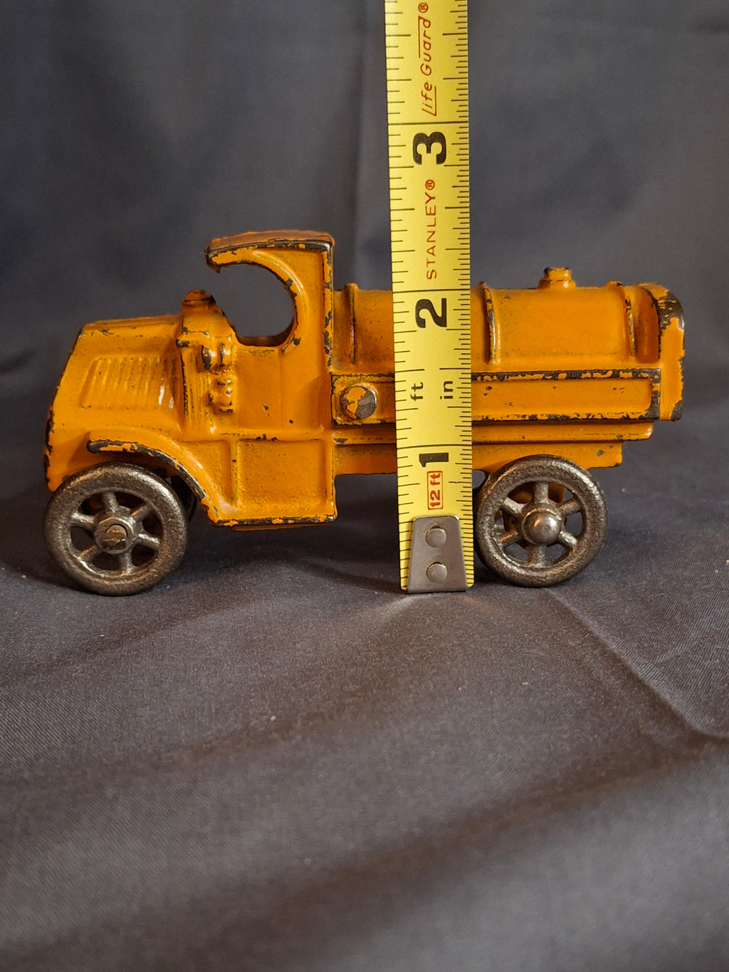 Antique Hubley Cast Iron Mack C-Cab Gas Tanker Truck - Original Orange Paint - c. 1930