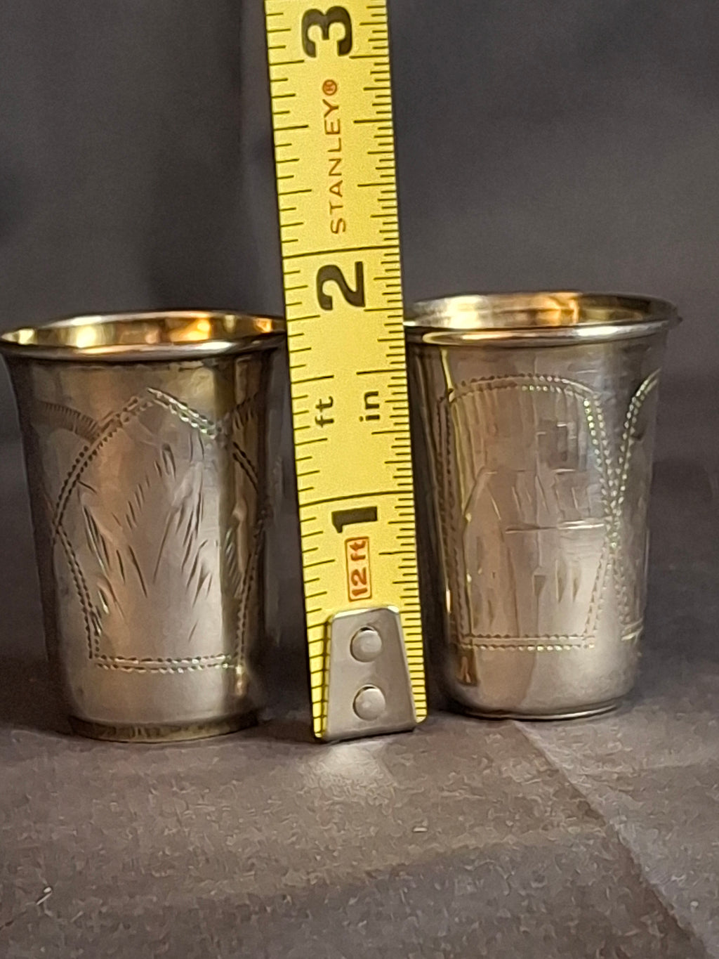 Antique Russian 84 Silver Kiddush Cups Pair Heirs of Zakhoder Kiev 1908-1917