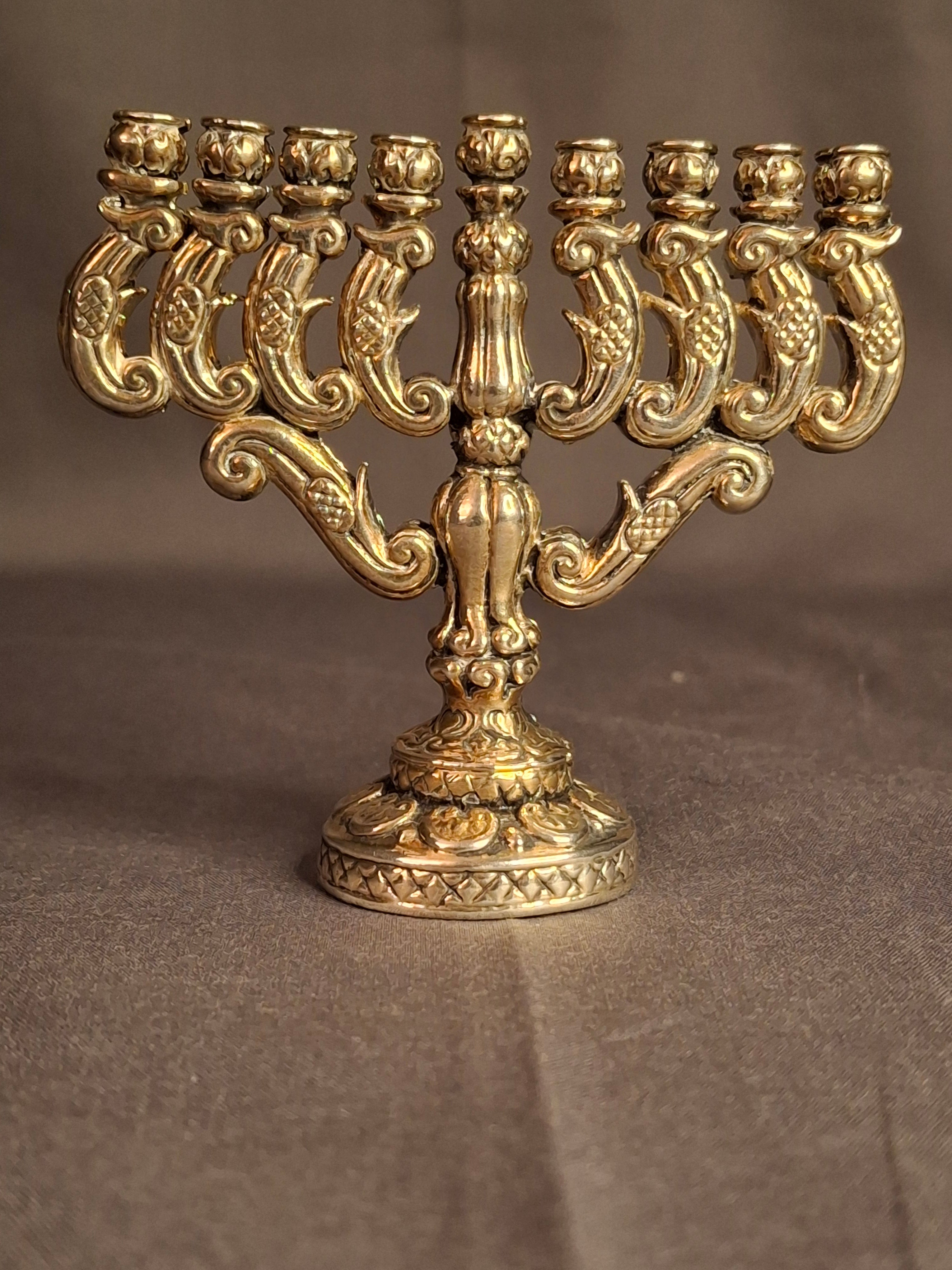Vintage Miniature 925 Sterling Silver Hanukkah Menorah Hanukkiah 32g Judaica