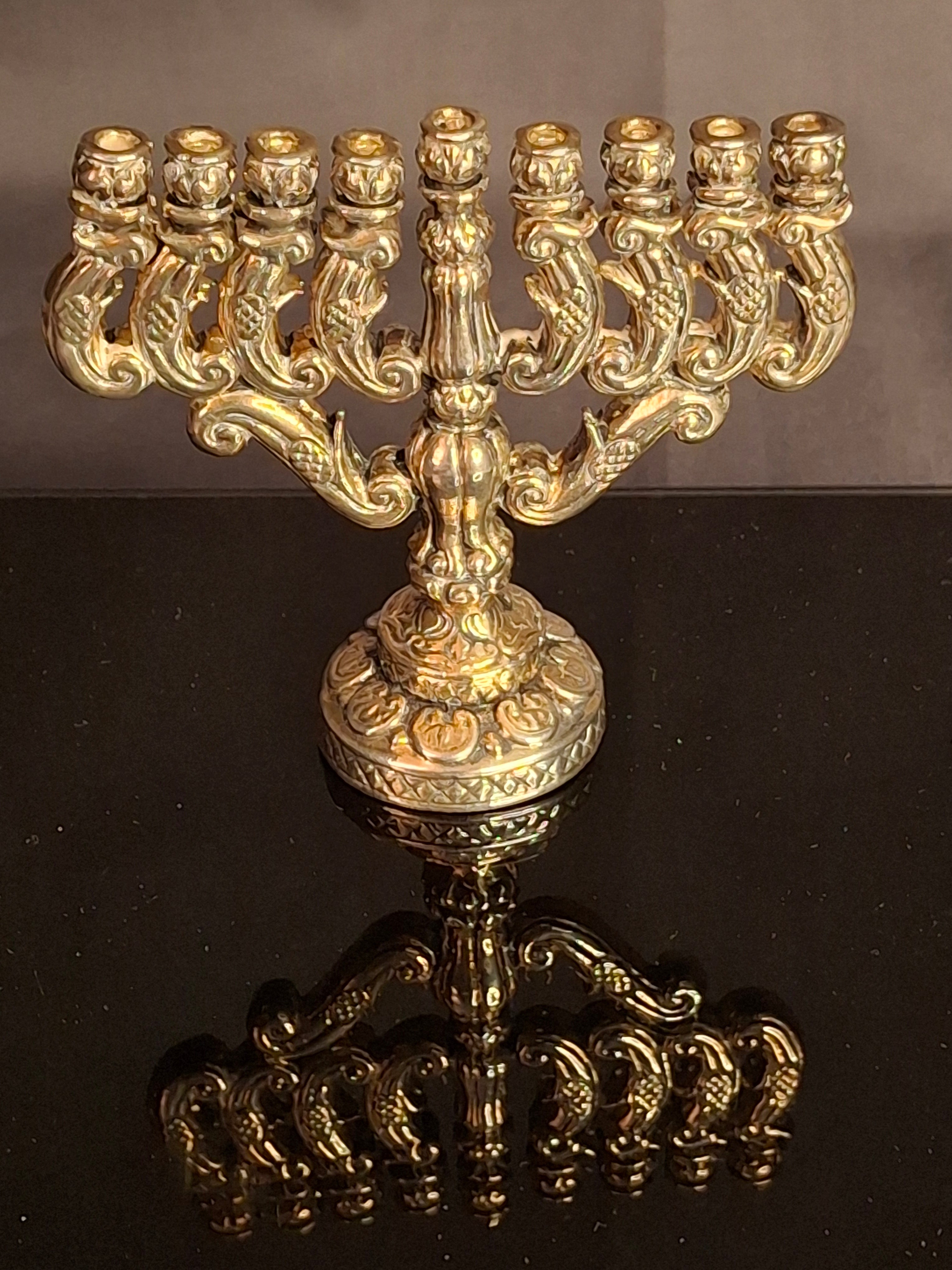 Vintage Miniature 925 Sterling Silver Hanukkah Menorah Hanukkiah 32g Judaica