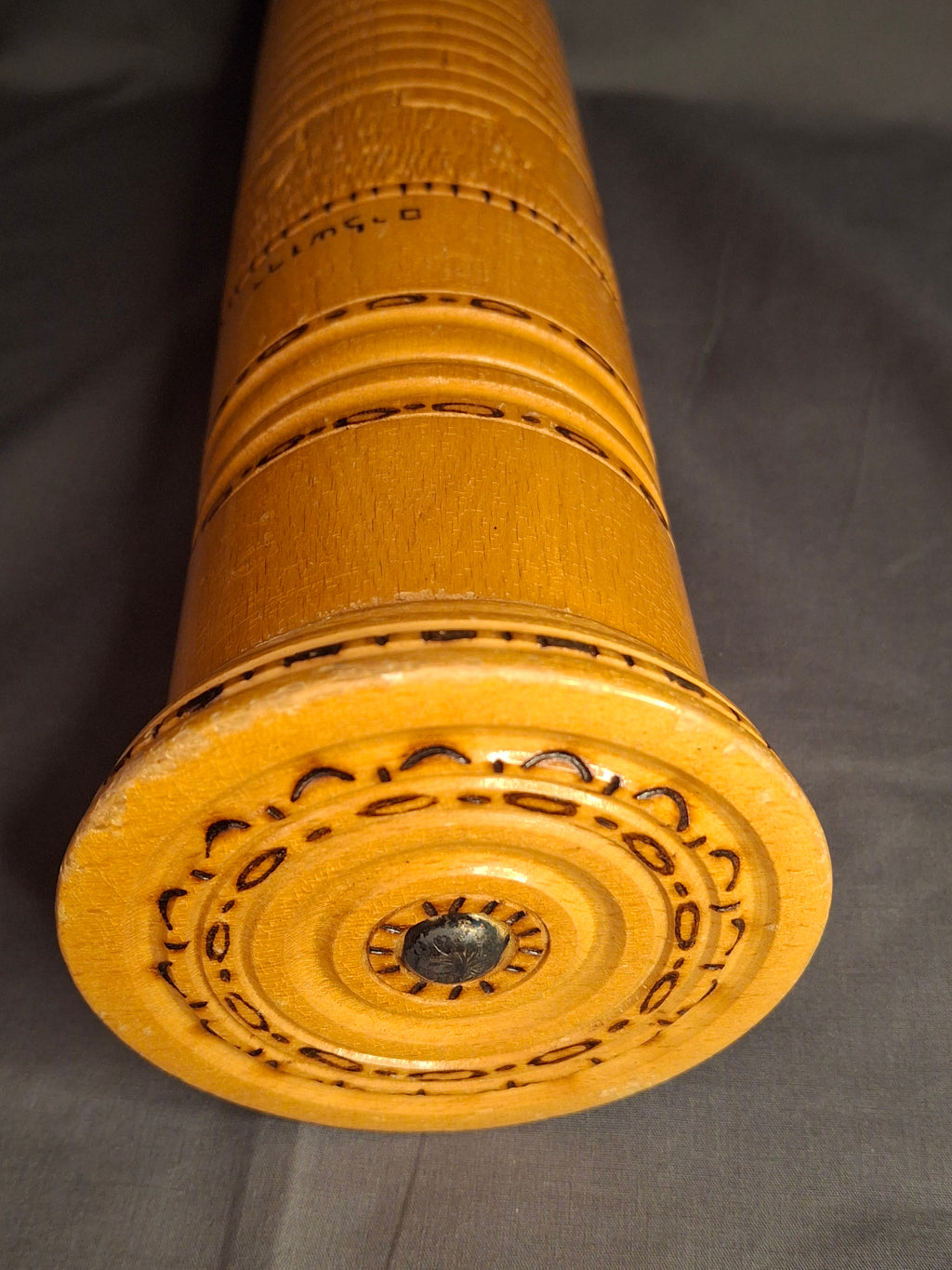 Antique Bezalel Style Israel Olive Wood Megillah Case Hand Carved Jerusalem Wall 14"