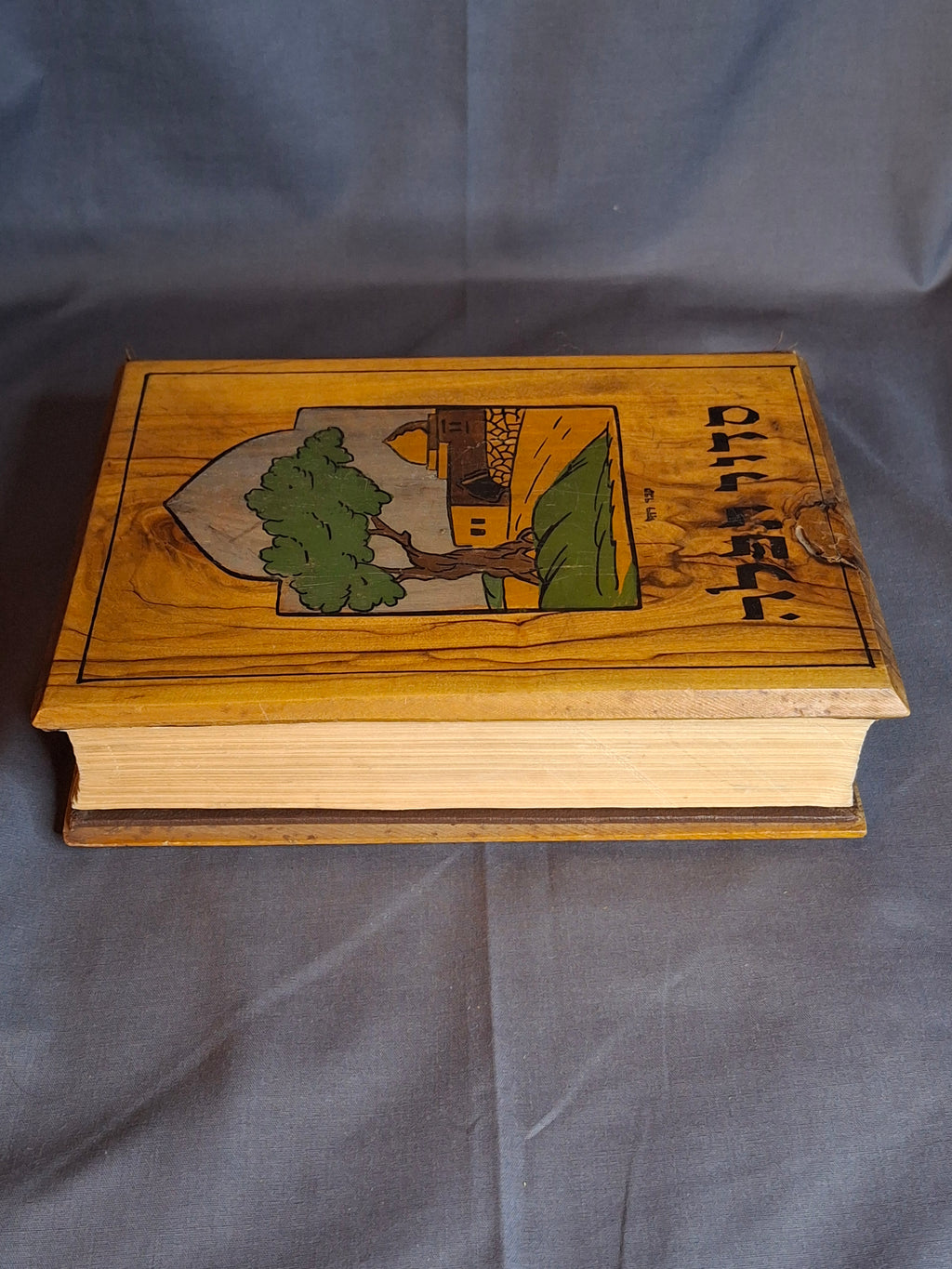 Antique Bezalel Olive Wood Siddur Jewish Prayer Book Jerusalem c1920 Rachel’s Tomb