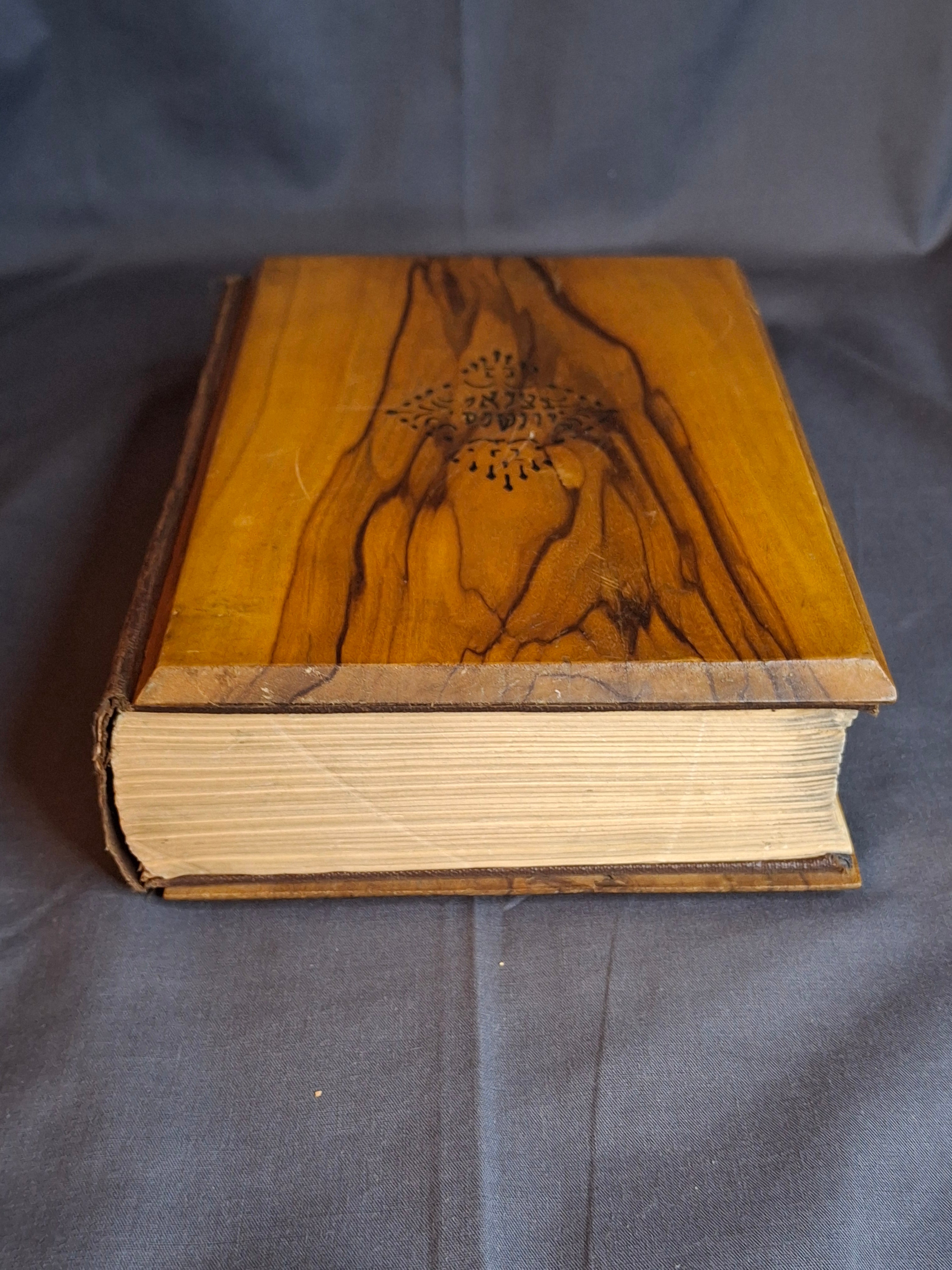 Antique Bezalel Olive Wood Siddur Jewish Prayer Book Jerusalem c1920 Rachel’s Tomb