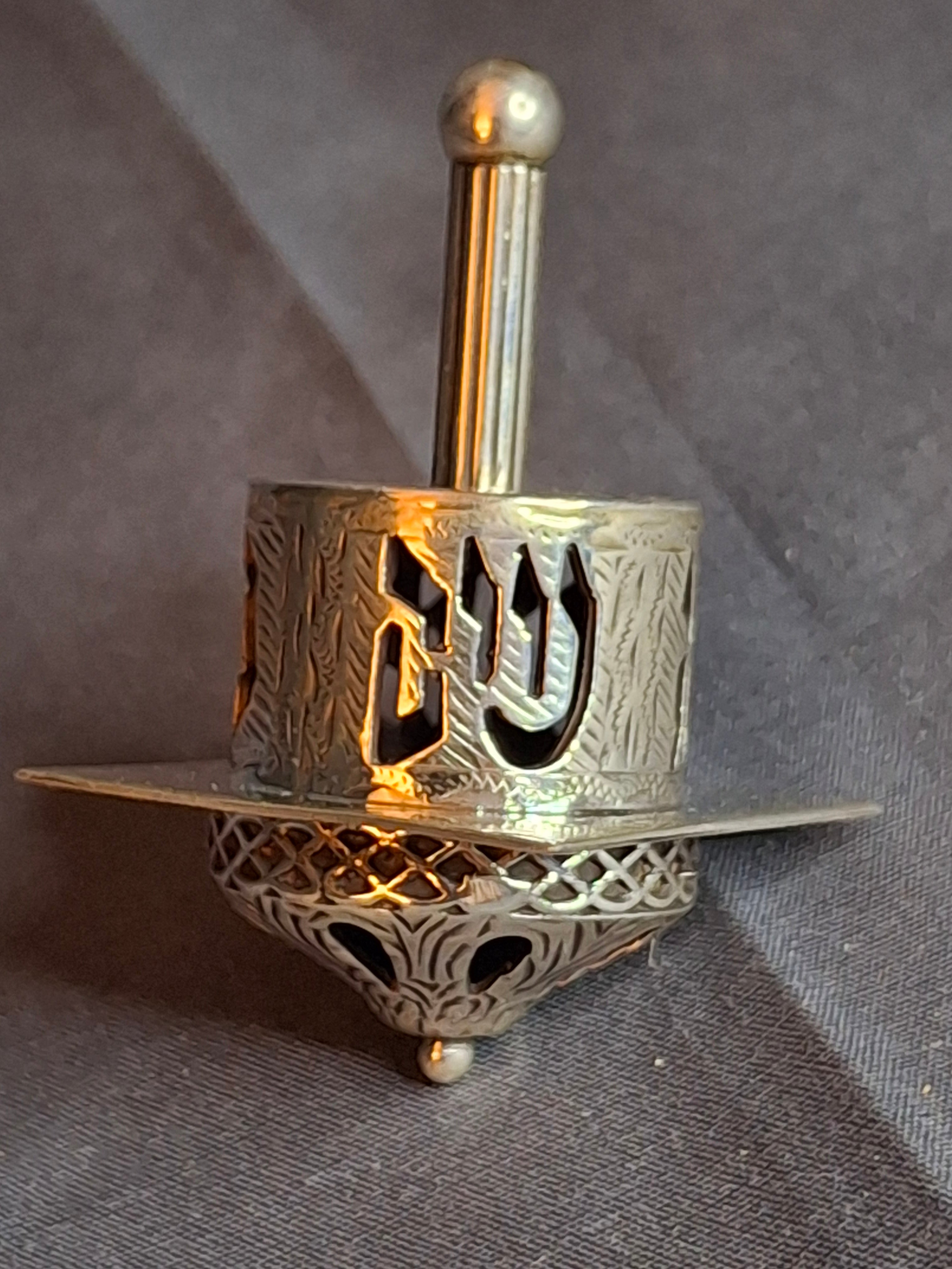 Vintage Netafim Sterling Silver Dreidel Israel Filigree Pierced Sevivon 23g