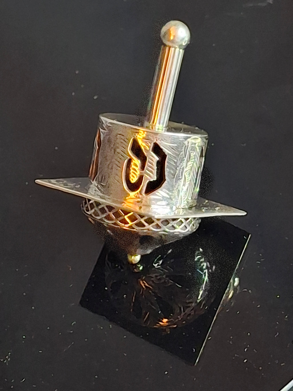 Vintage Netafim Sterling Silver Dreidel Israel Filigree Pierced Sevivon 23g