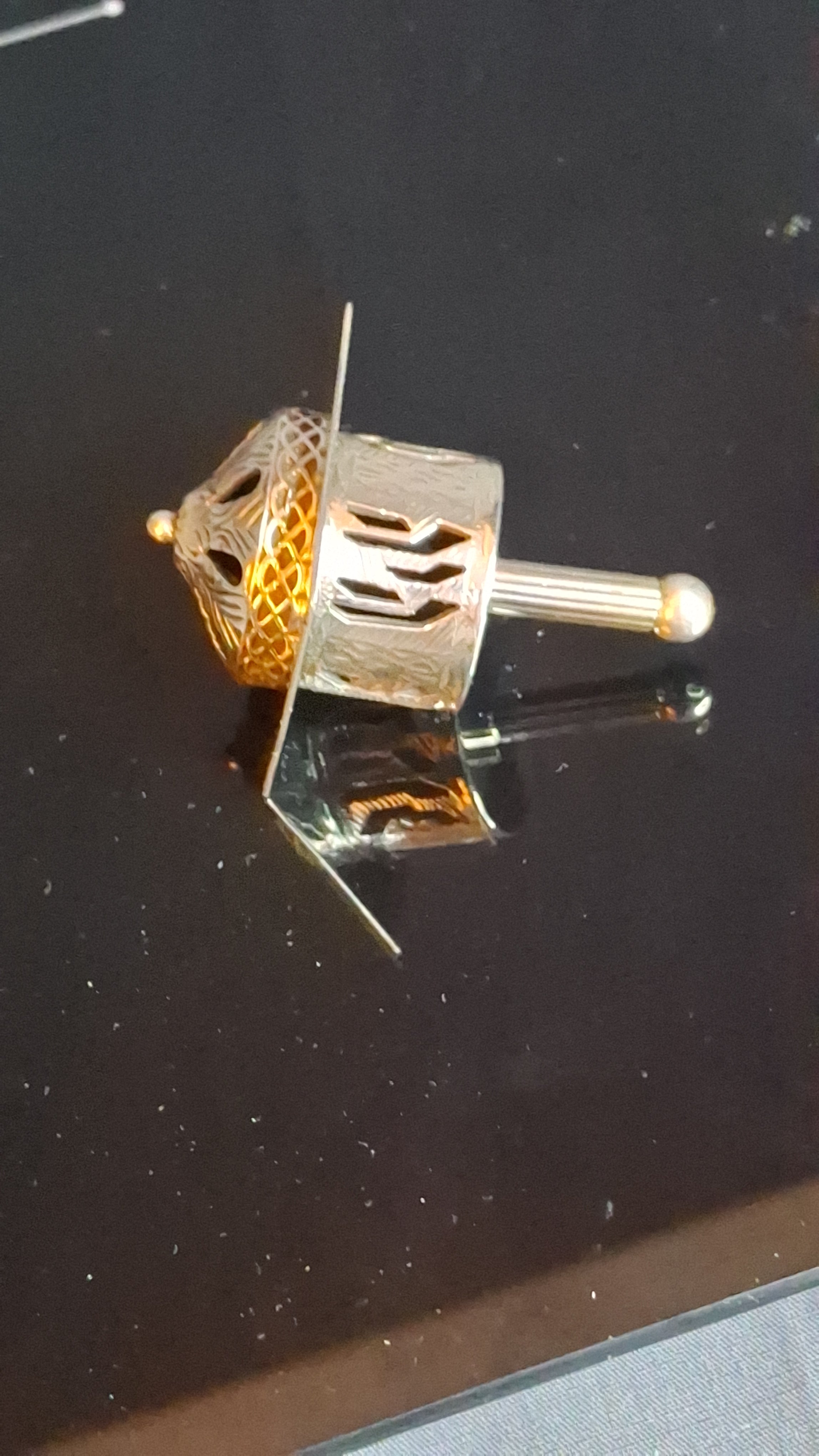 Vintage Netafim Sterling Silver Dreidel Israel Filigree Pierced Sevivon 23g