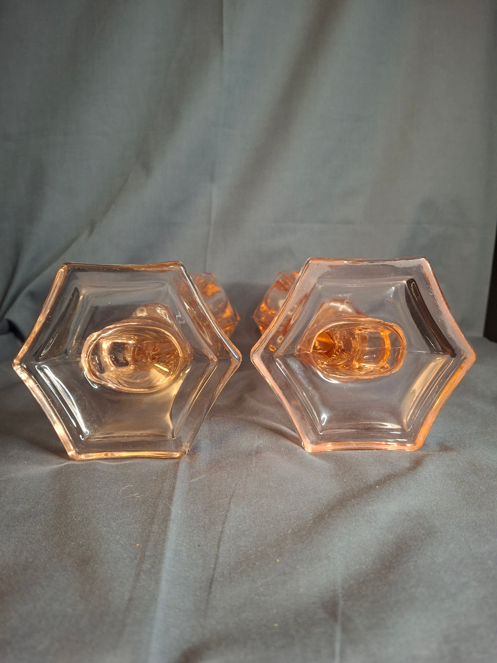 Pair Antique Pink Glass Dolphin Koi Fish Kerosene Fluid Lamps Hexagon Base