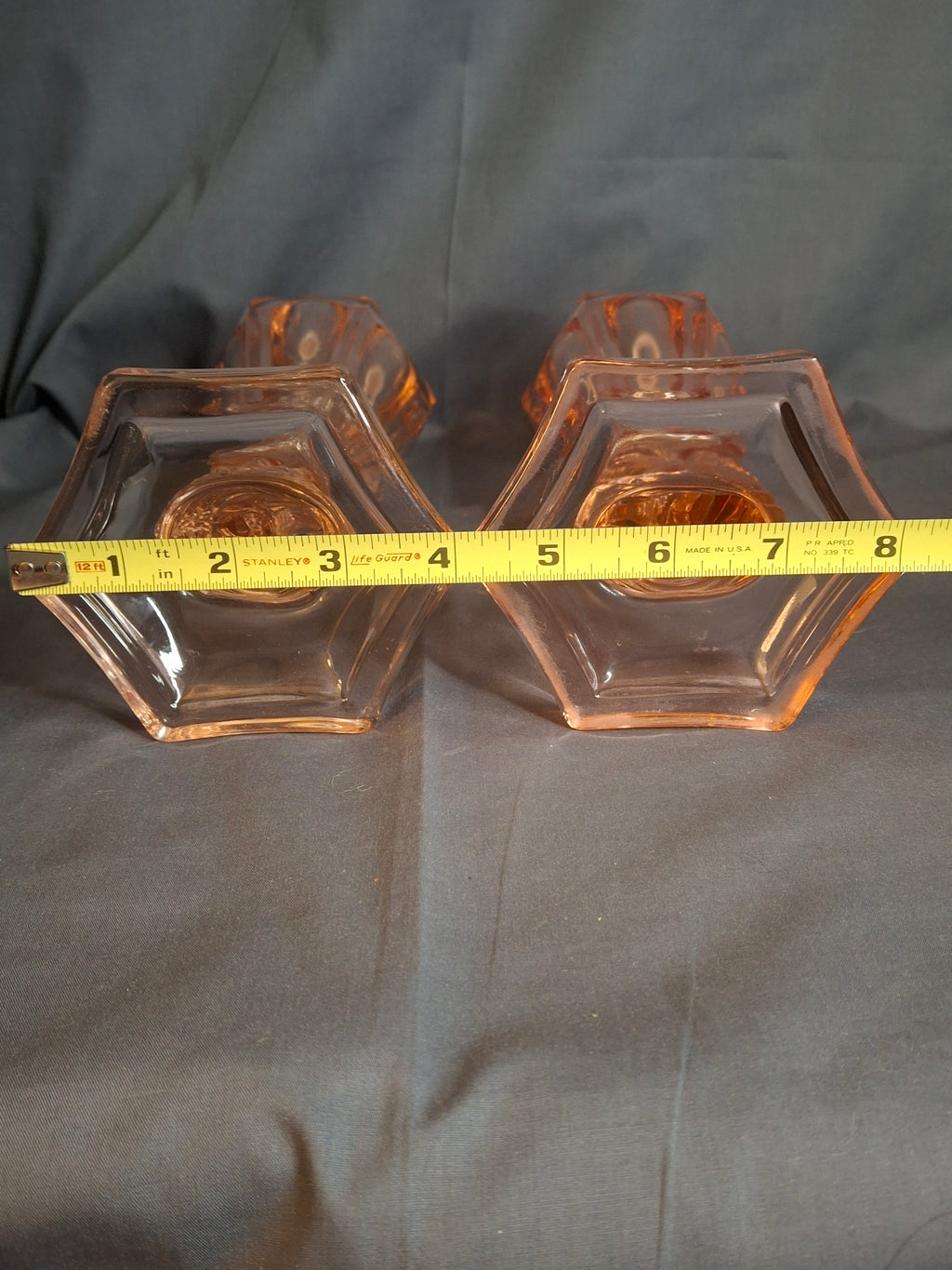 Pair Antique Pink Glass Dolphin Koi Fish Kerosene Fluid Lamps Hexagon Base