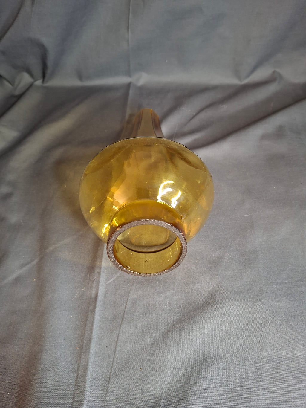 Vintage Amber Glass Octagonal Lamp Chimney 1.75" Fitter Fluted Paneled 8.5"