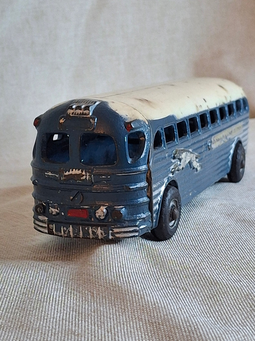 Vintage Arcade Cast Iron Greyhound Bus 9" Toy 1930s Blue 438B All Original