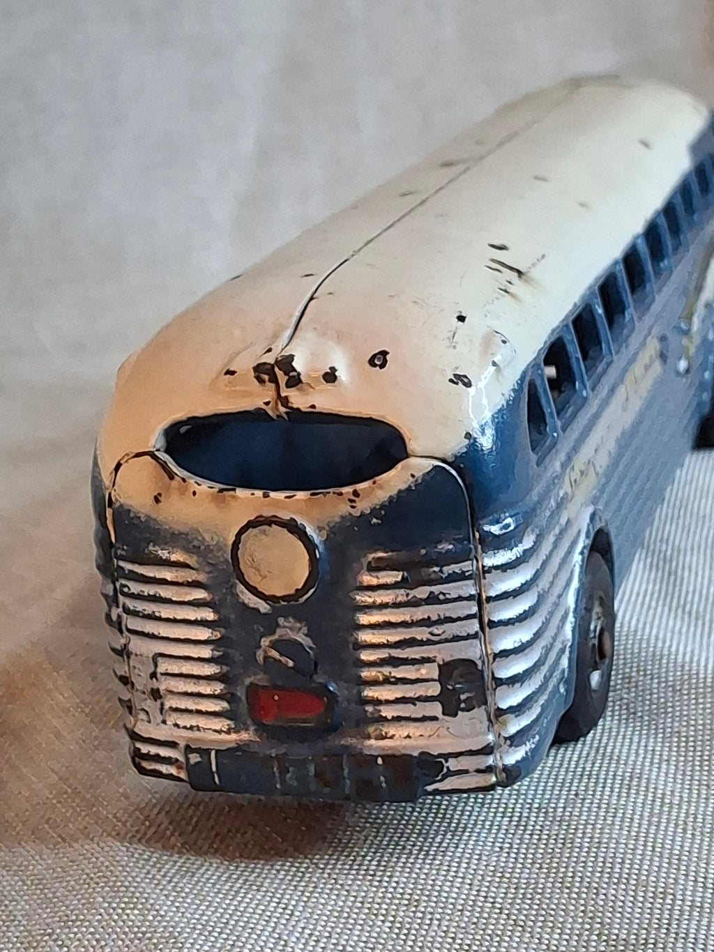 Vintage Arcade Cast Iron Greyhound Bus 9" Toy 1930s Blue 438B All Original