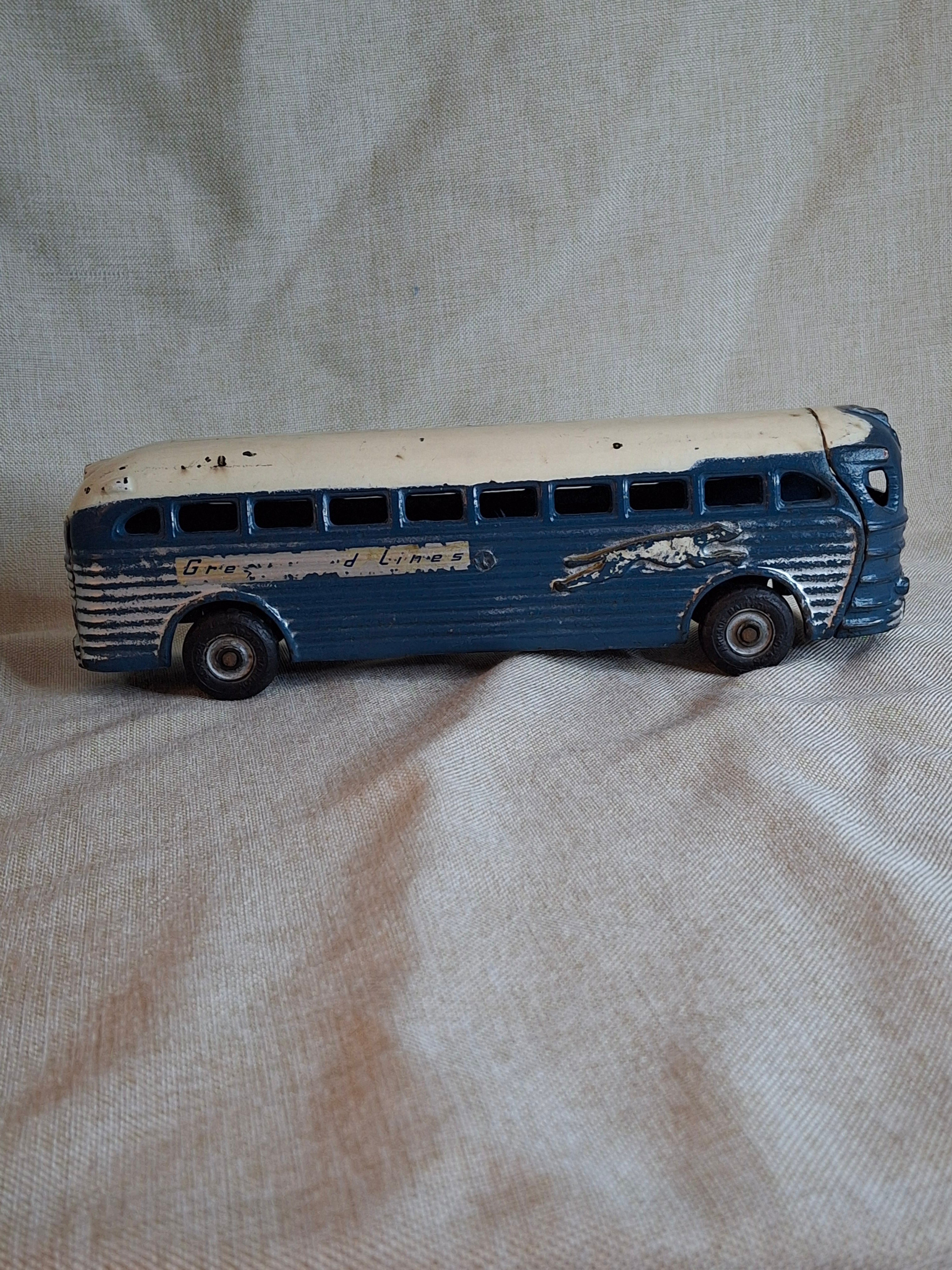 Vintage Arcade Cast Iron Greyhound Bus 9" Toy 1930s Blue 438B All Original