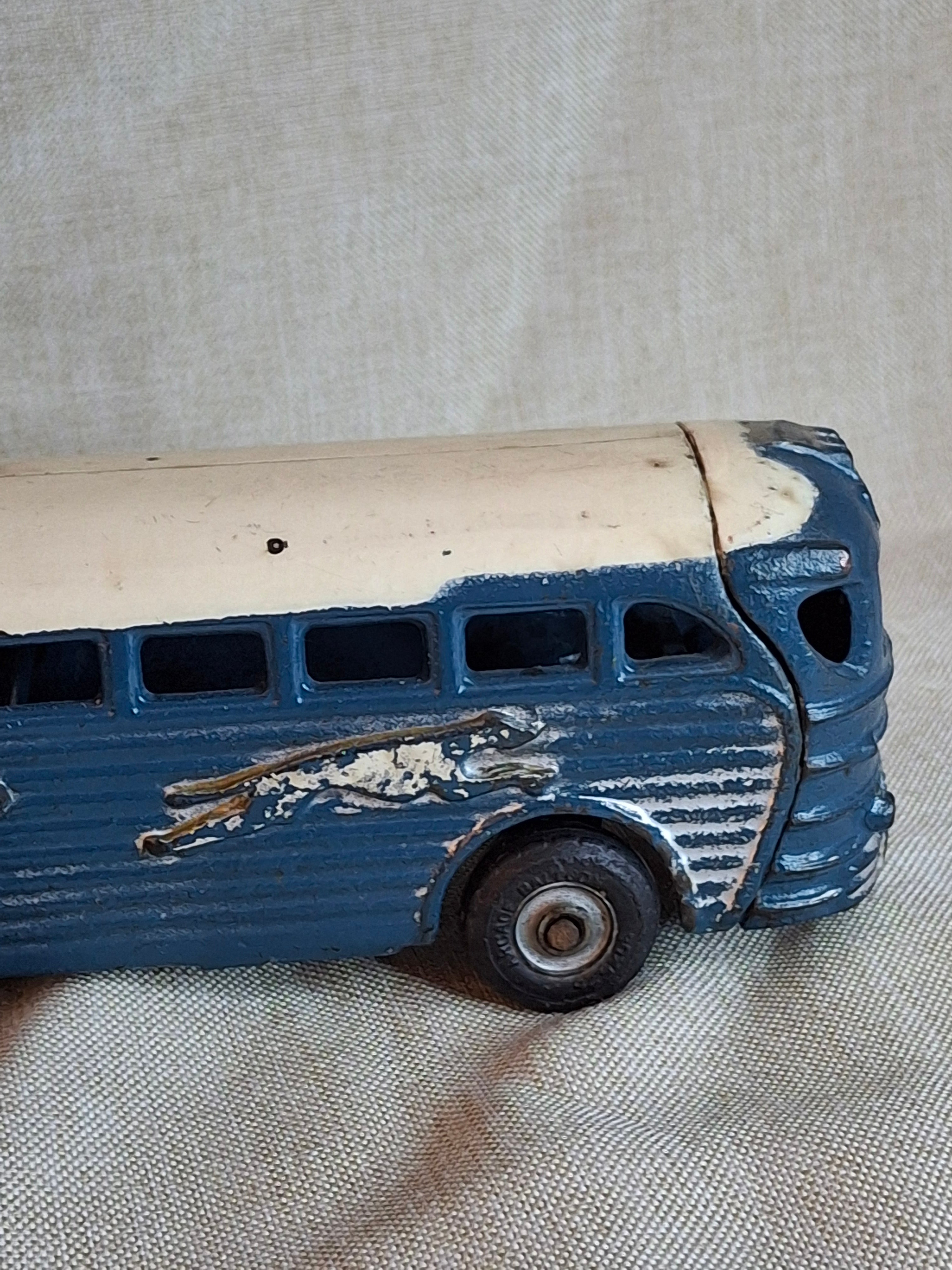 Vintage Arcade Cast Iron Greyhound Bus 9" Toy 1930s Blue 438B All Original