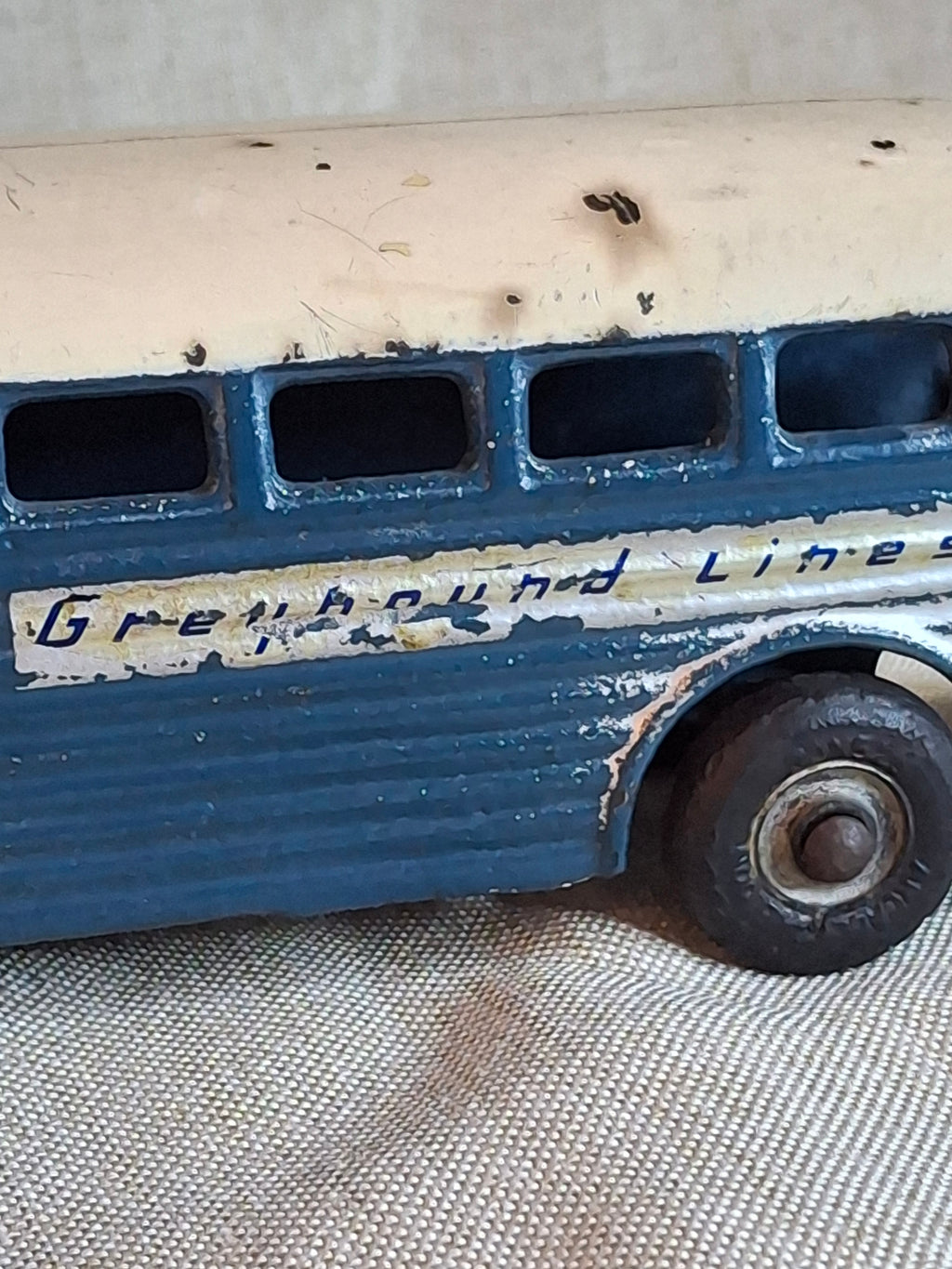 Vintage Arcade Cast Iron Greyhound Bus 9" Toy 1930s Blue 438B All Original