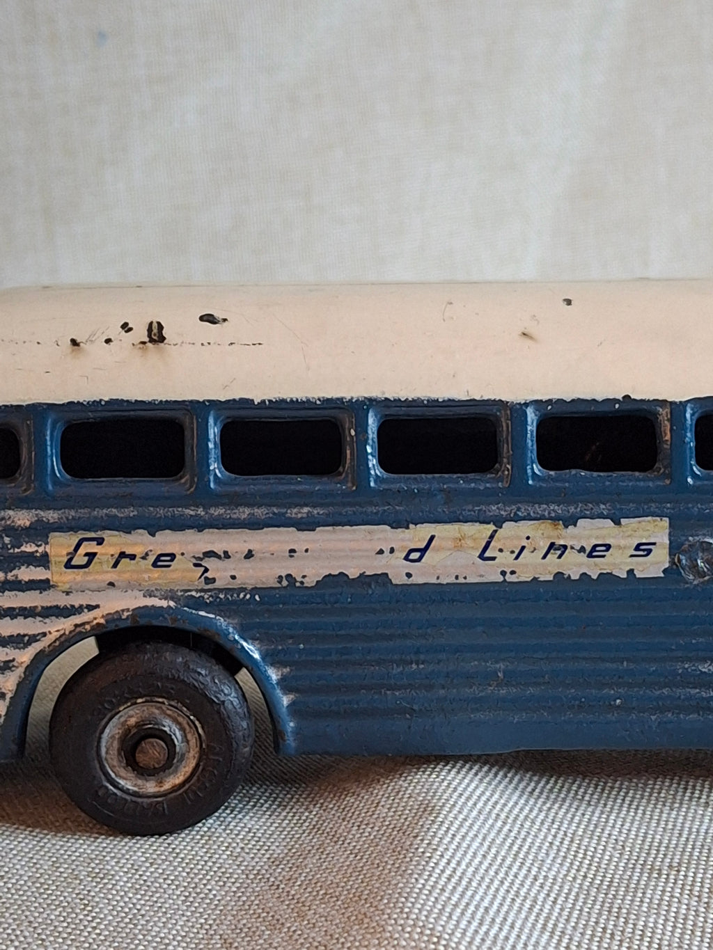 Vintage Arcade Cast Iron Greyhound Bus 9" Toy 1930s Blue 438B All Original