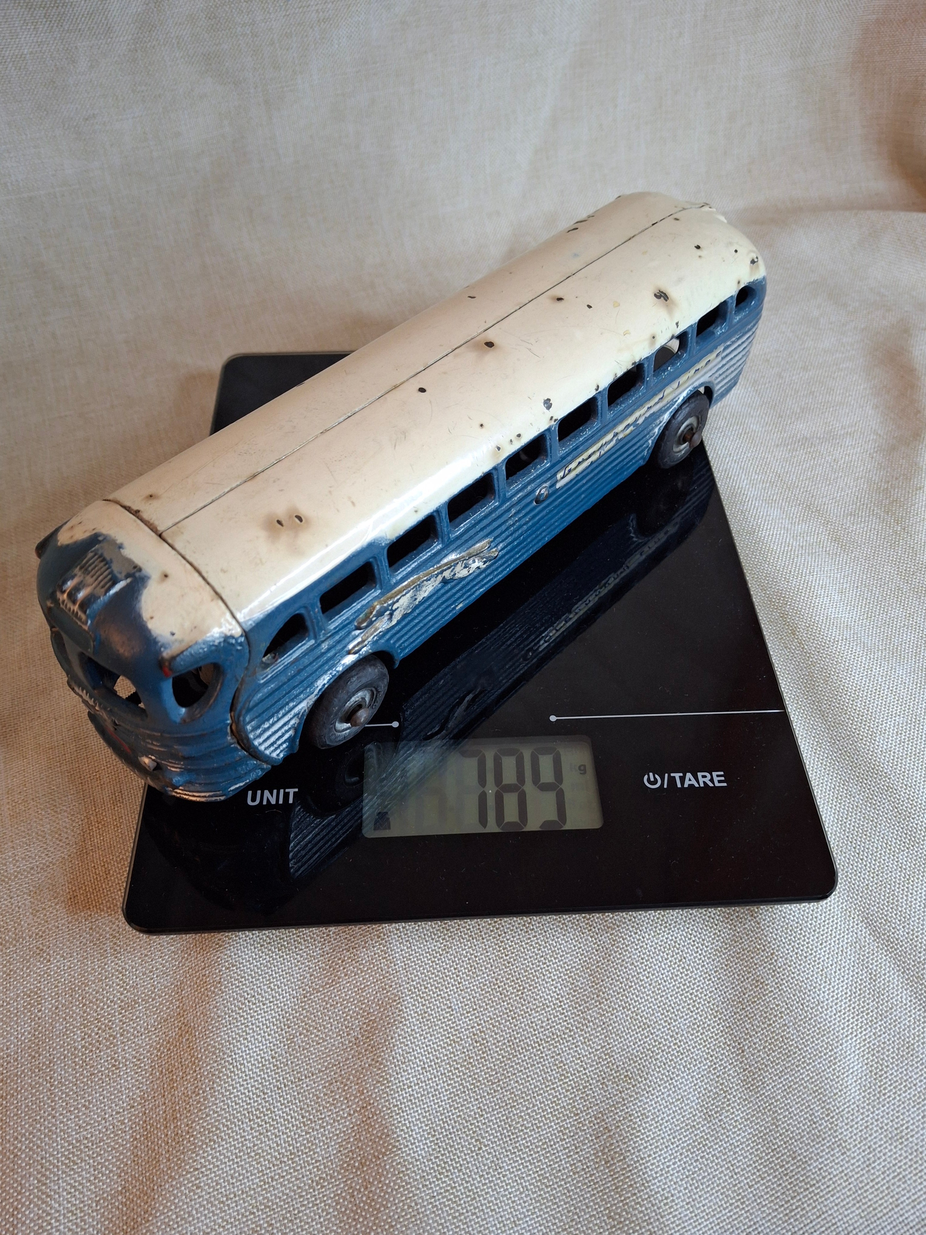 Vintage Arcade Cast Iron Greyhound Bus 9" Toy 1930s Blue 438B All Original