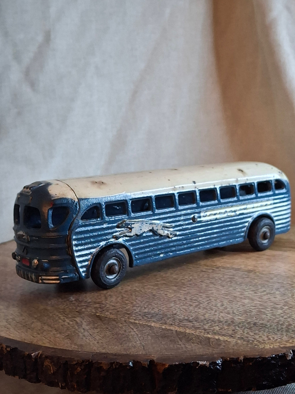 Vintage Arcade Cast Iron Greyhound Bus 9" Toy 1930s Blue 438B All Original