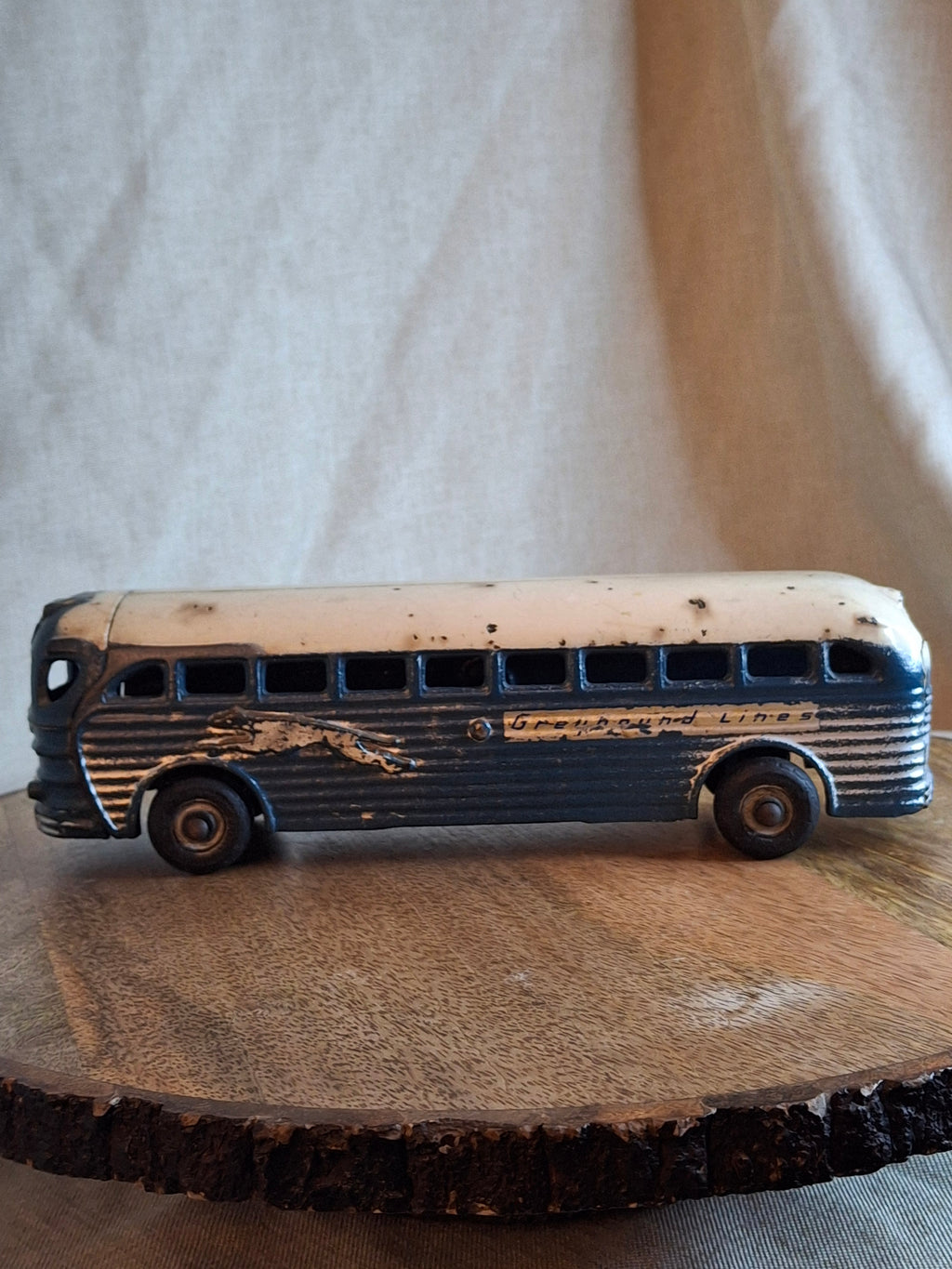 Vintage Arcade Cast Iron Greyhound Bus 9" Toy 1930s Blue 438B All Original