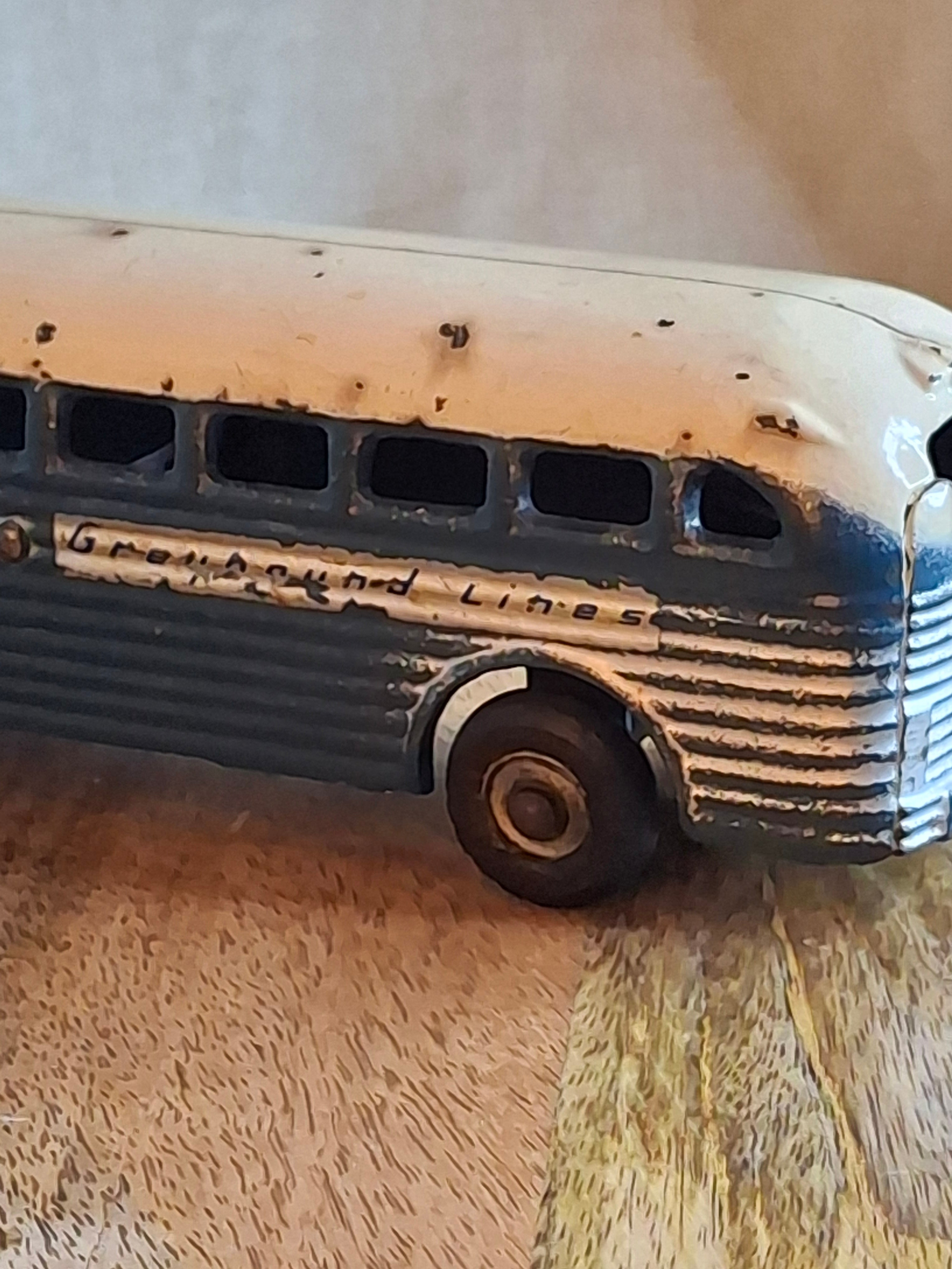 Vintage Arcade Cast Iron Greyhound Bus 9" Toy 1930s Blue 438B All Original
