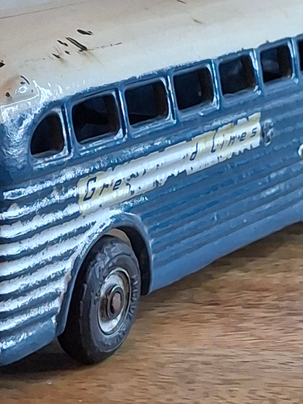 Vintage Arcade Cast Iron Greyhound Bus 9" Toy 1930s Blue 438B All Original