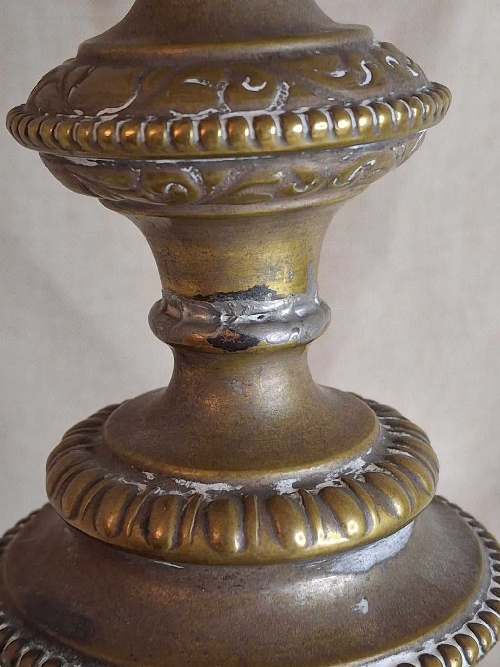Antique Monumental Warsaw Brass Shabbat Candlesticks, 14" Polish Sabbath 19th Century Pair