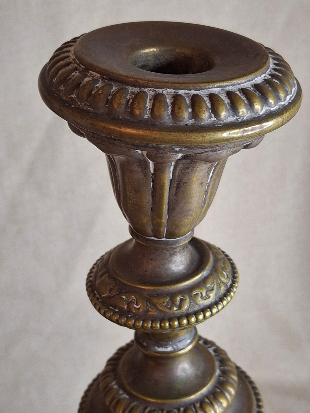 Antique Monumental Warsaw Brass Shabbat Candlesticks, 14" Polish Sabbath 19th Century Pair