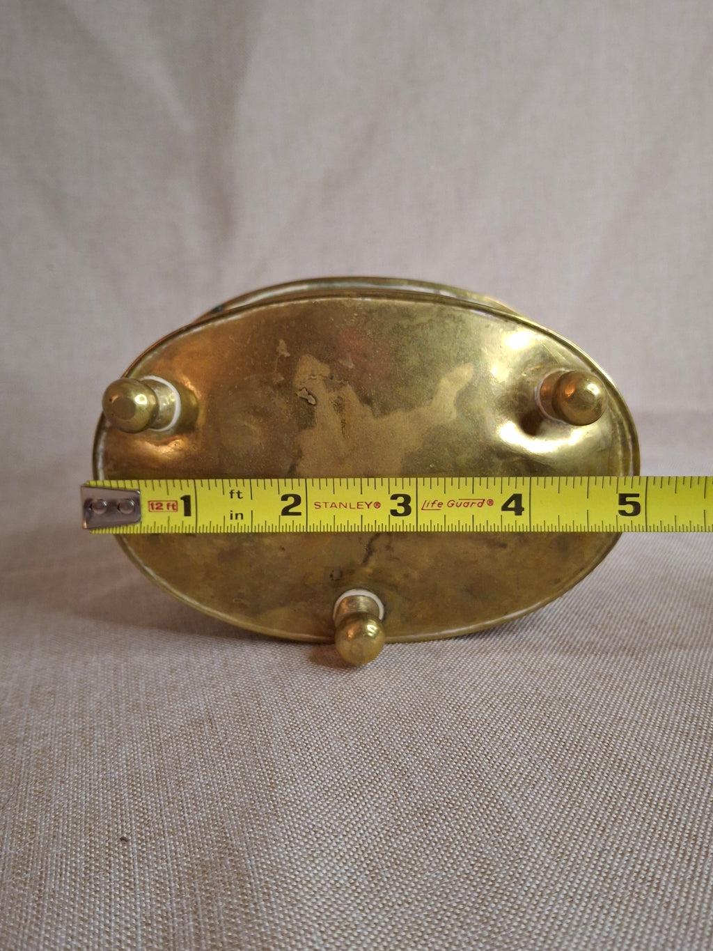 Antique 19th Century Oval Brass Tobacco Box – Hinged Keepsake or Trinket Casket