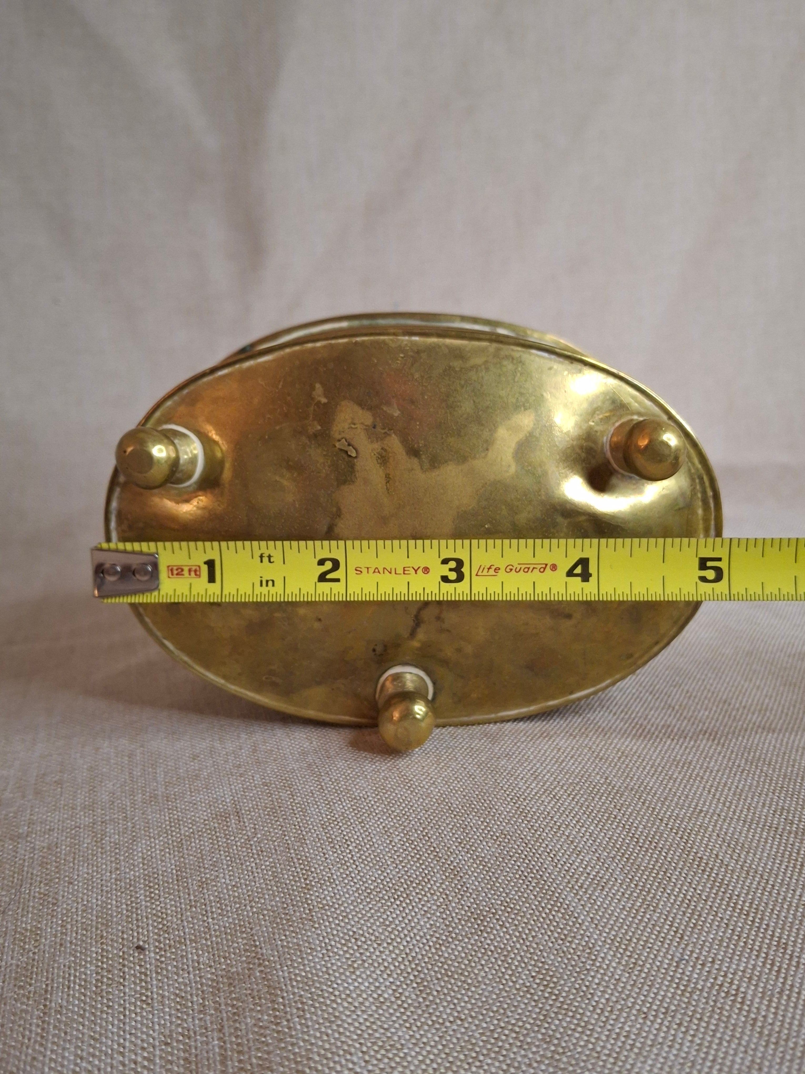 Antique 19th Century Oval Brass Tobacco Box – Hinged Keepsake or Trinket Casket