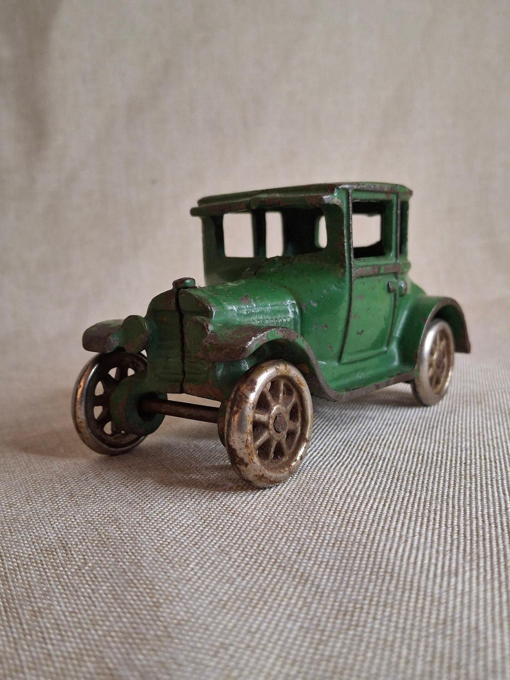 Antique Arcade Cast Iron Ford Model A Coupe Green Toy Car 5" Freeport ILL 1920s