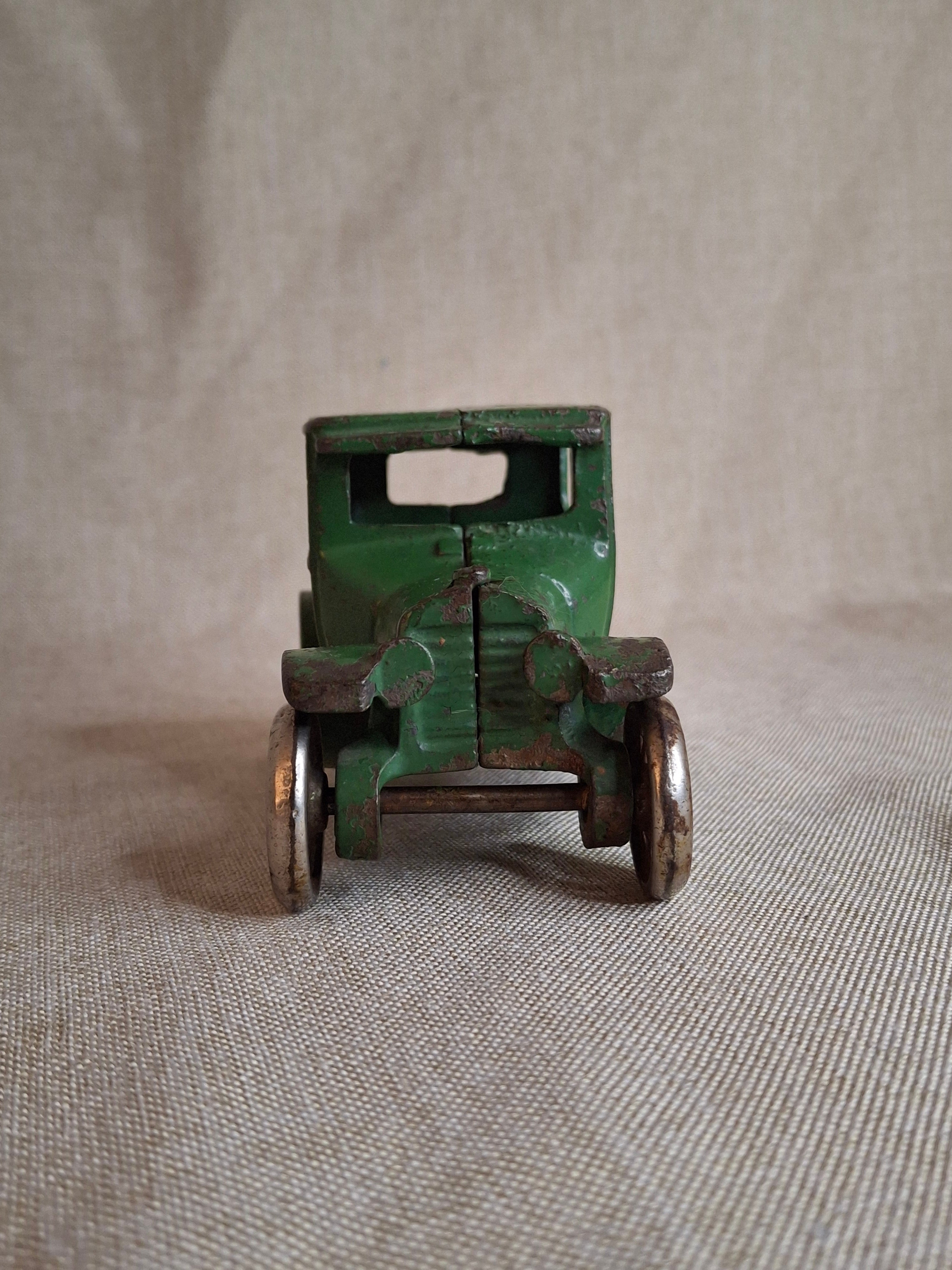 Antique Arcade Cast Iron Ford Model A Coupe Green Toy Car 5" Freeport ILL 1920s