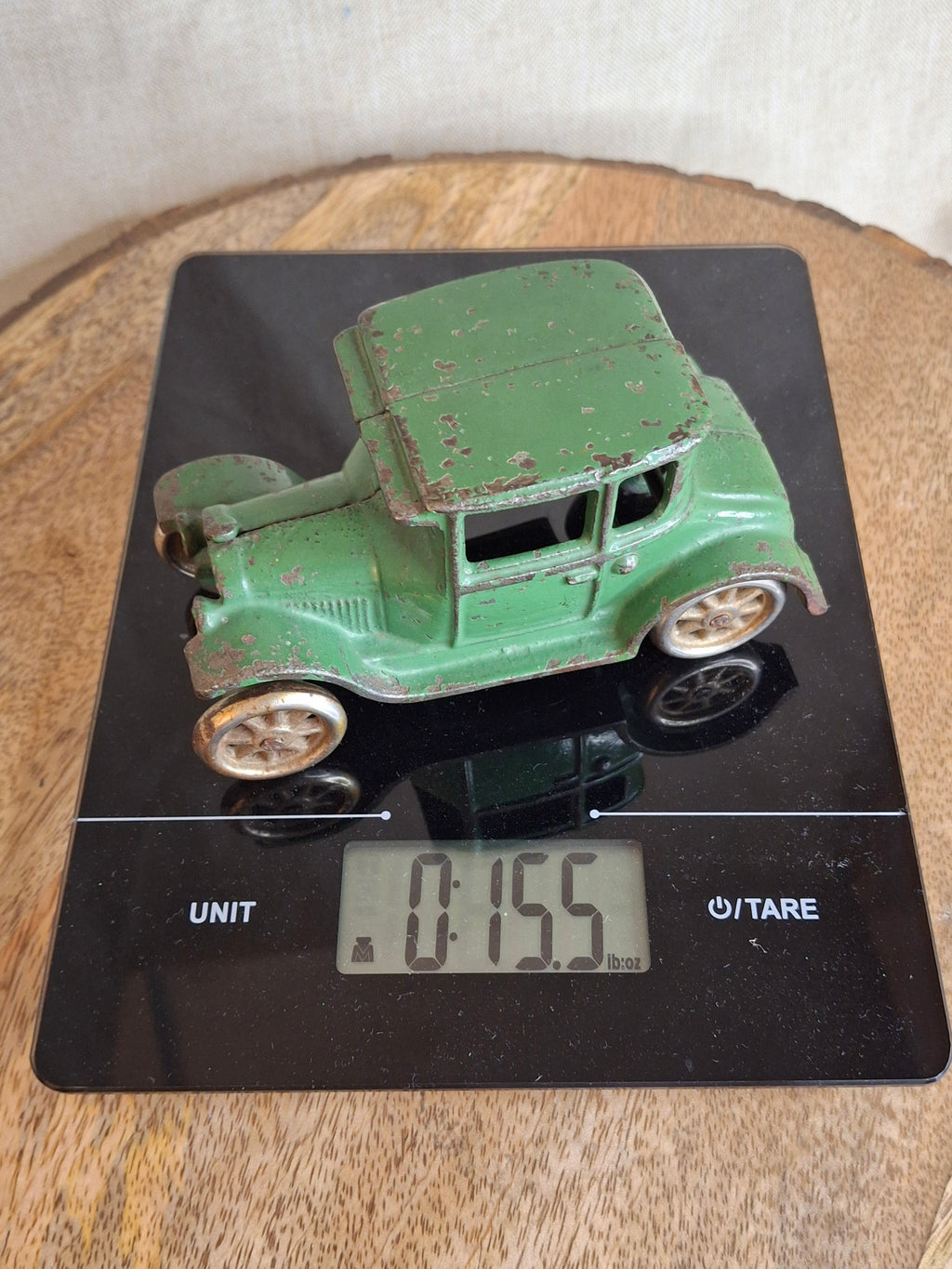 Antique Arcade Cast Iron Ford Model A Coupe Green Toy Car 5" Freeport ILL 1920s