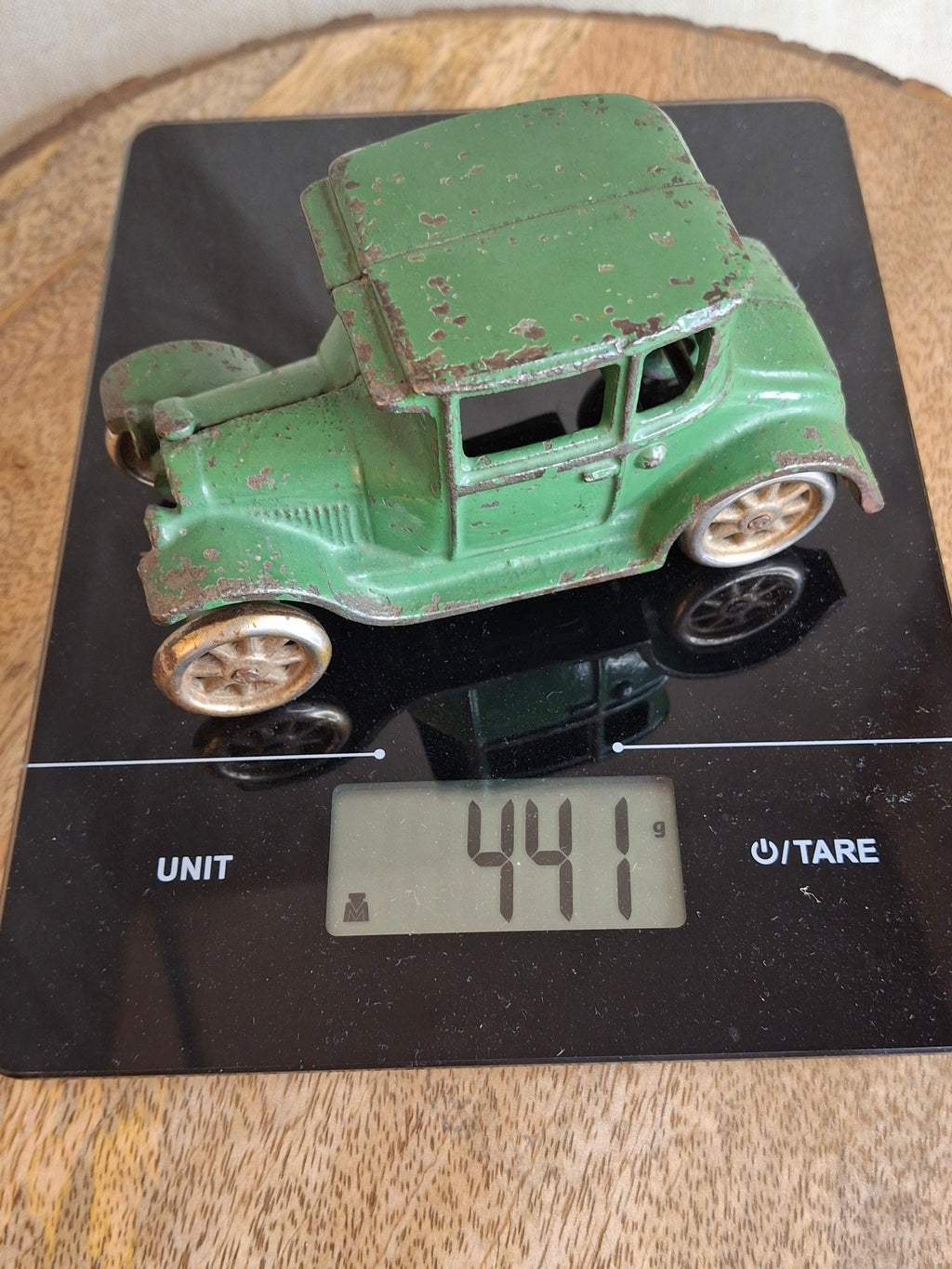 Antique Arcade Cast Iron Ford Model A Coupe Green Toy Car 5" Freeport ILL 1920s