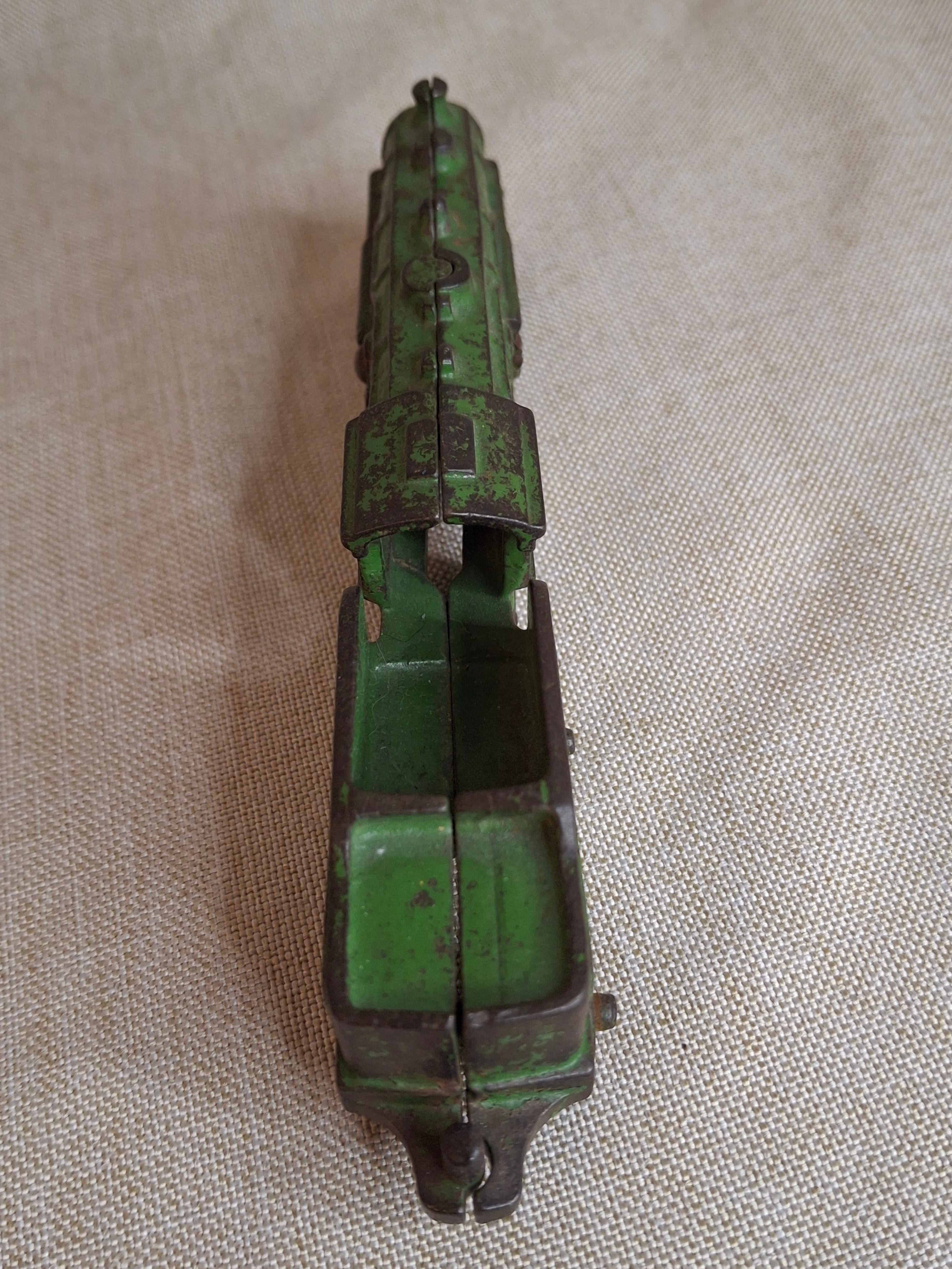 Antique Kilgore Cast Iron Toy Train Locomotive & Tender, Original Green Paint c. 1930s