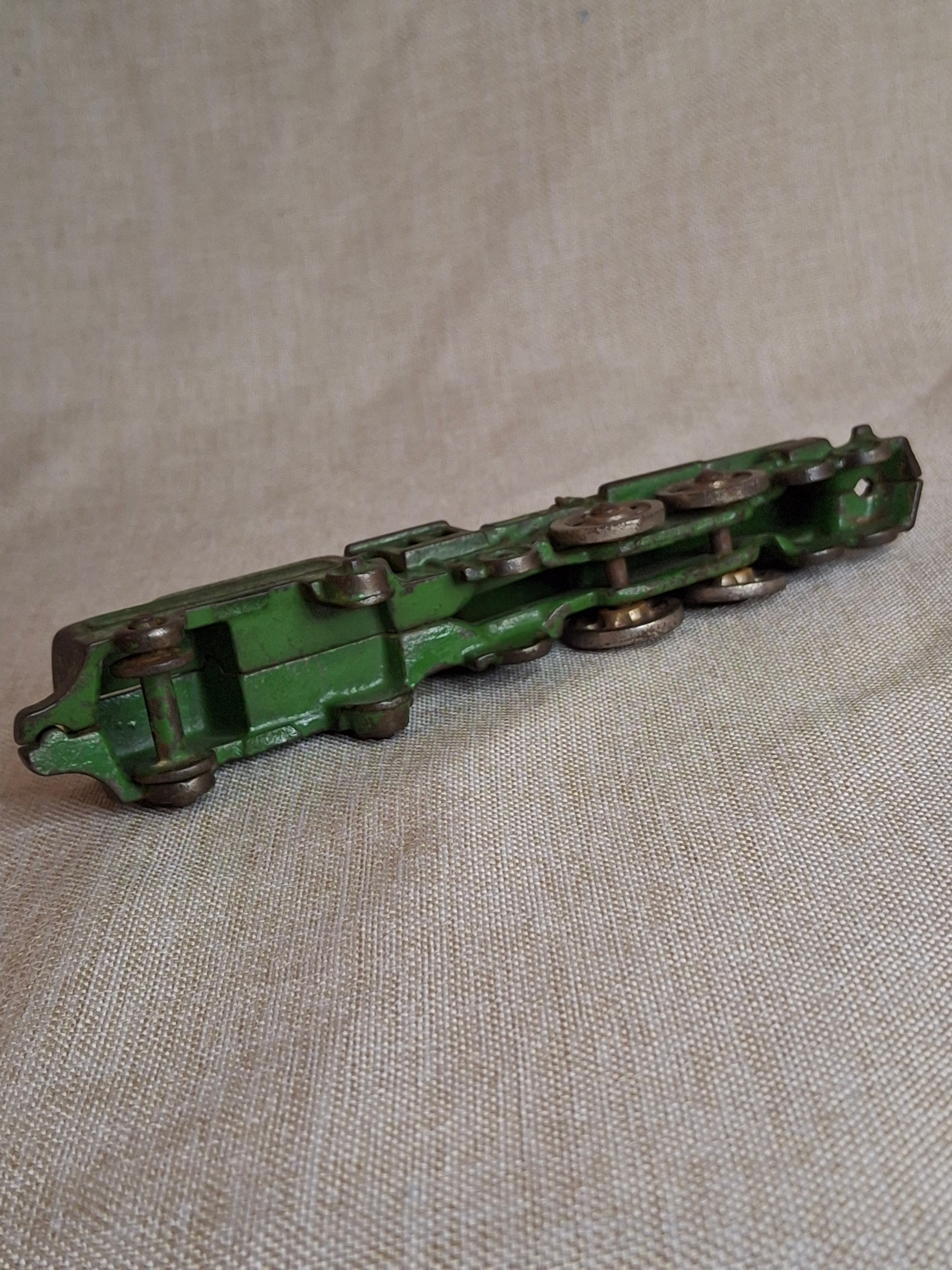 Antique Kilgore Cast Iron Toy Train Locomotive & Tender, Original Green Paint c. 1930s
