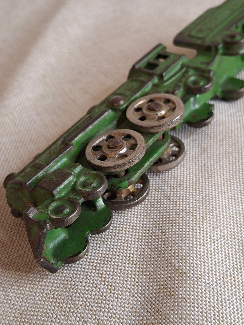 Antique Kilgore Cast Iron Toy Train Locomotive & Tender, Original Green Paint c. 1930s