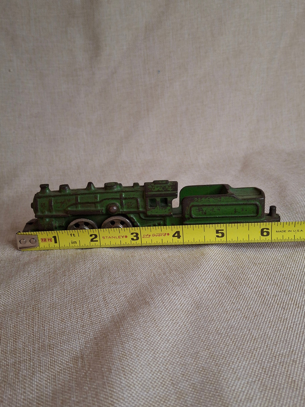 Antique Kilgore Cast Iron Toy Train Locomotive & Tender, Original Green Paint c. 1930s