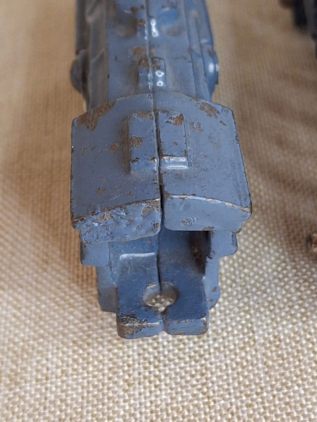 Antique Pre-War Kilgore Cast Iron Toy Floor Train Set – 3 Pieces Blue Paint