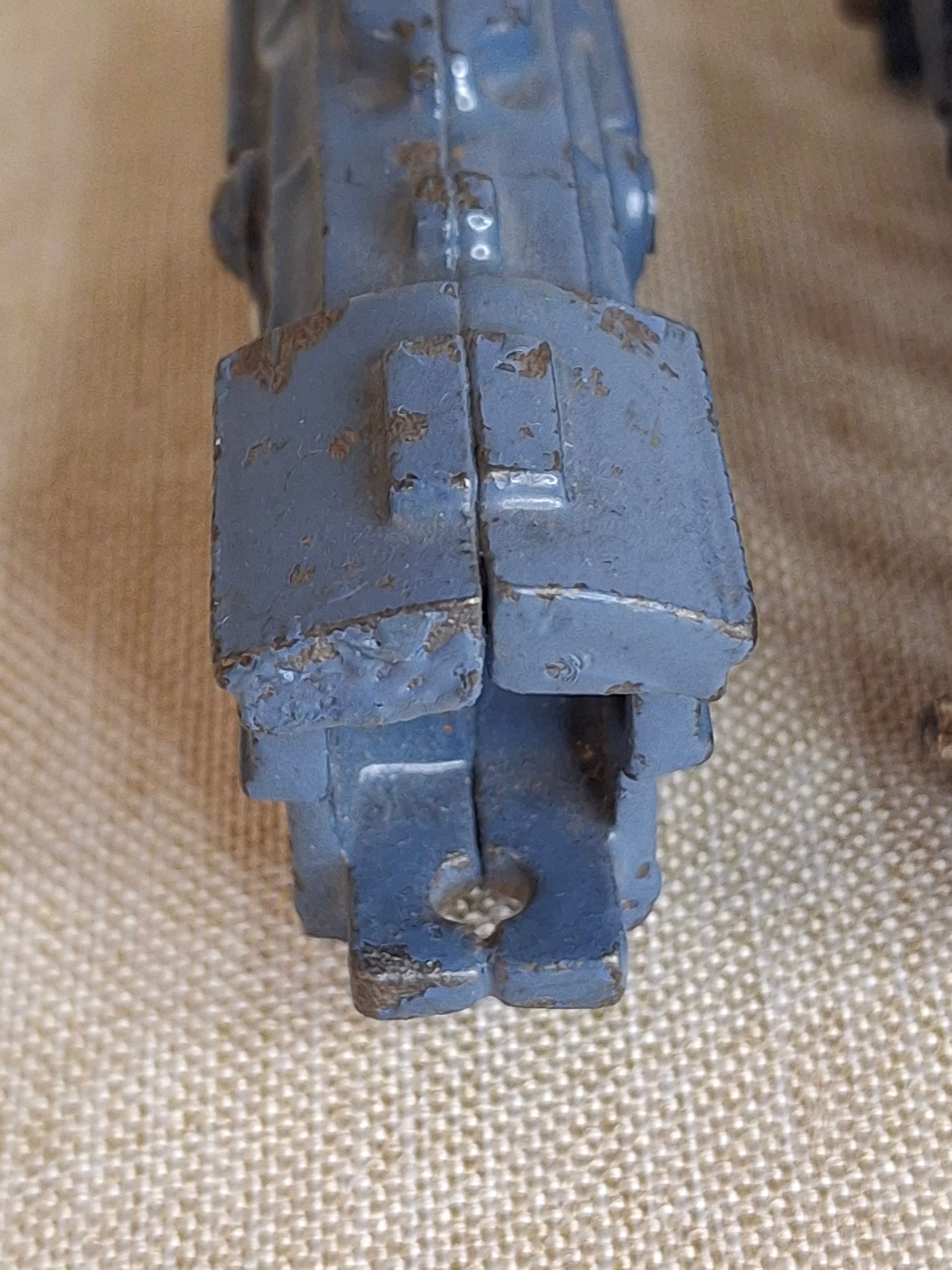 Antique Pre-War Kilgore Cast Iron Toy Floor Train Set – 3 Pieces Blue Paint