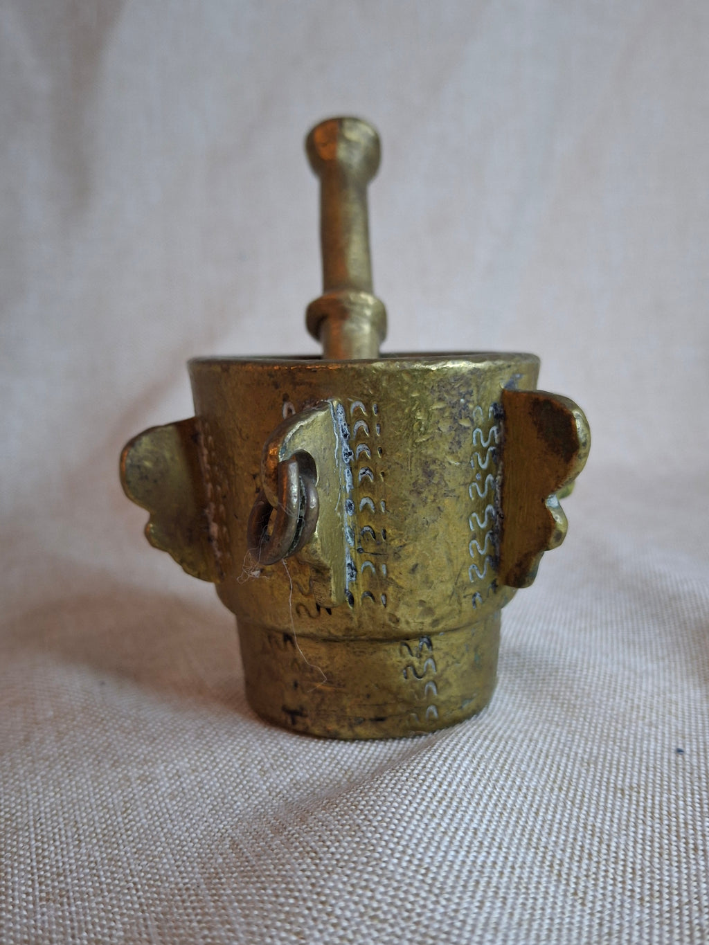 16th or 17th C? Spanish Renaissance Bronze Mortar and Pestle Ribbed Fin Judaica Antiquity