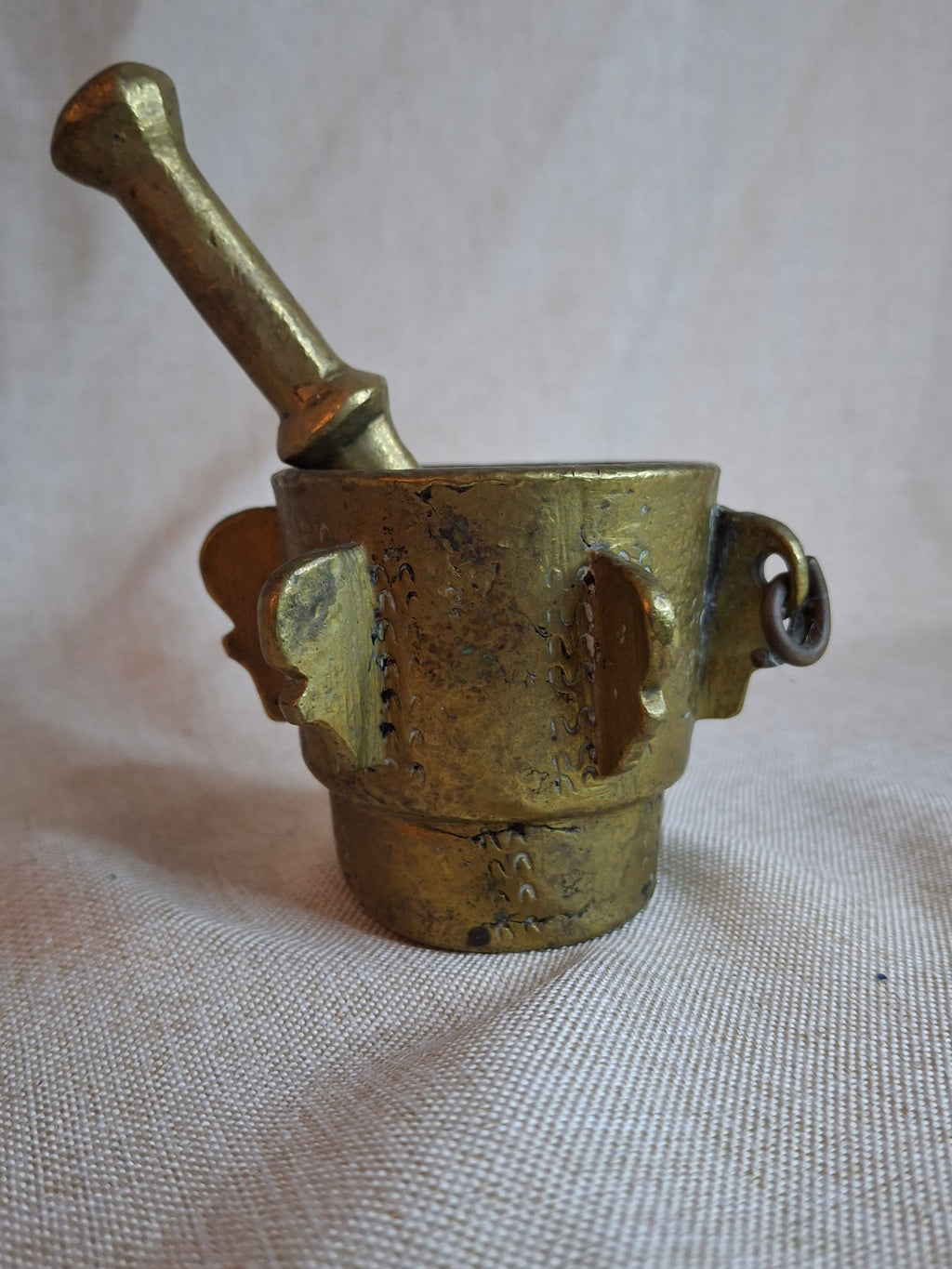 16th or 17th C? Spanish Renaissance Bronze Mortar and Pestle Ribbed Fin Judaica Antiquity