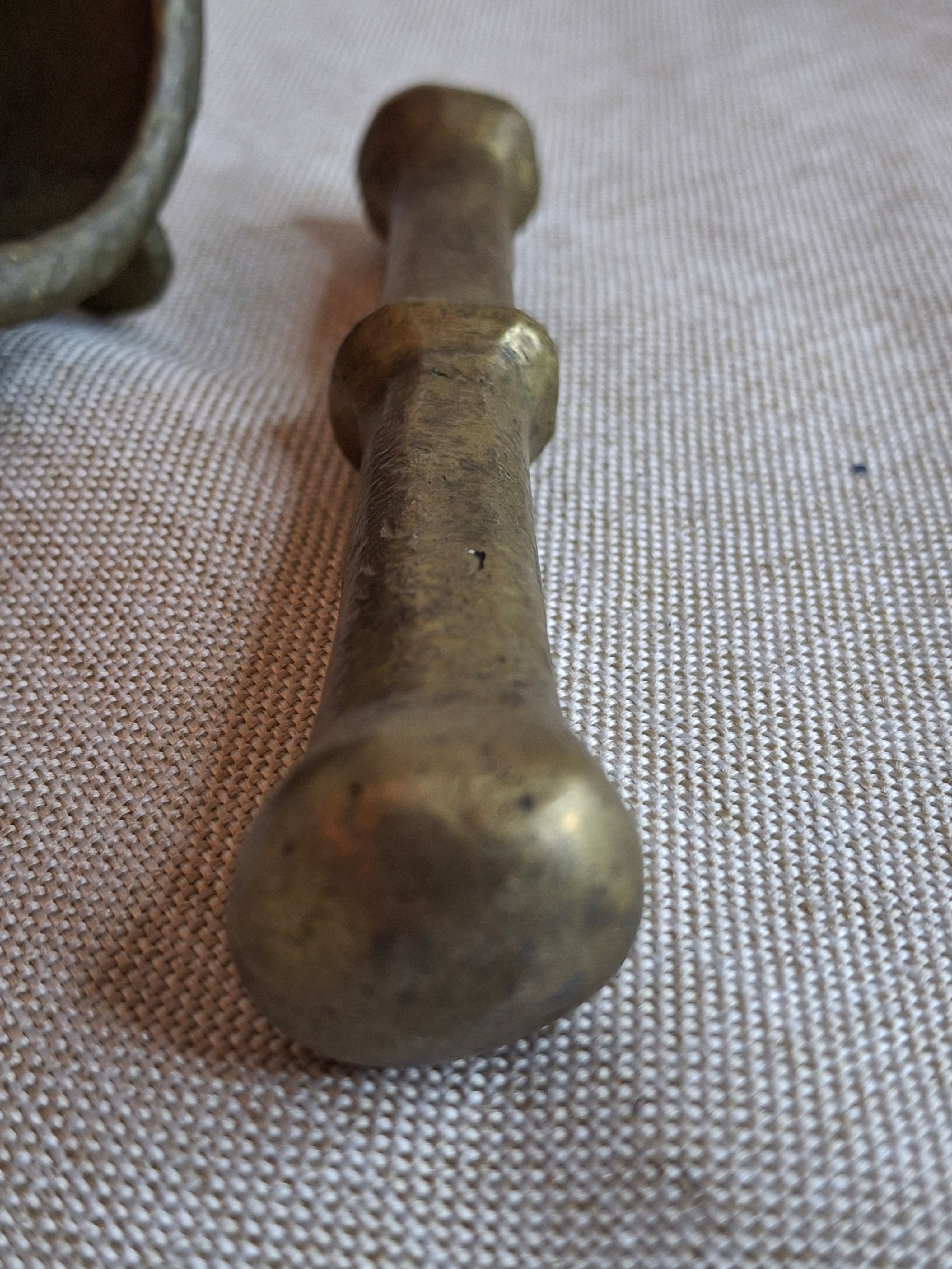 16th or 17th C? Spanish Renaissance Bronze Mortar and Pestle Ribbed Fin Judaica Antiquity