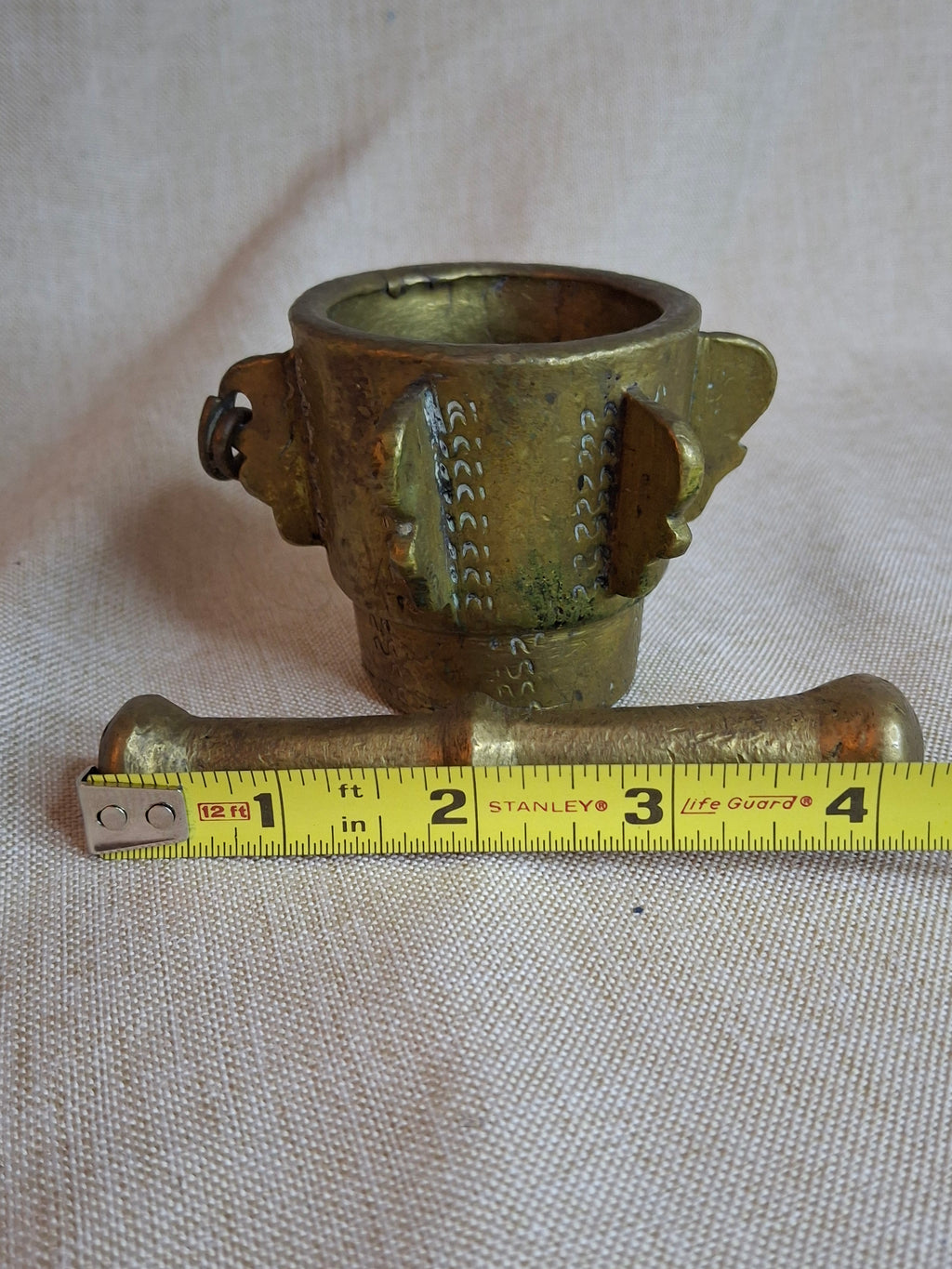 16th or 17th C? Spanish Renaissance Bronze Mortar and Pestle Ribbed Fin Judaica Antiquity