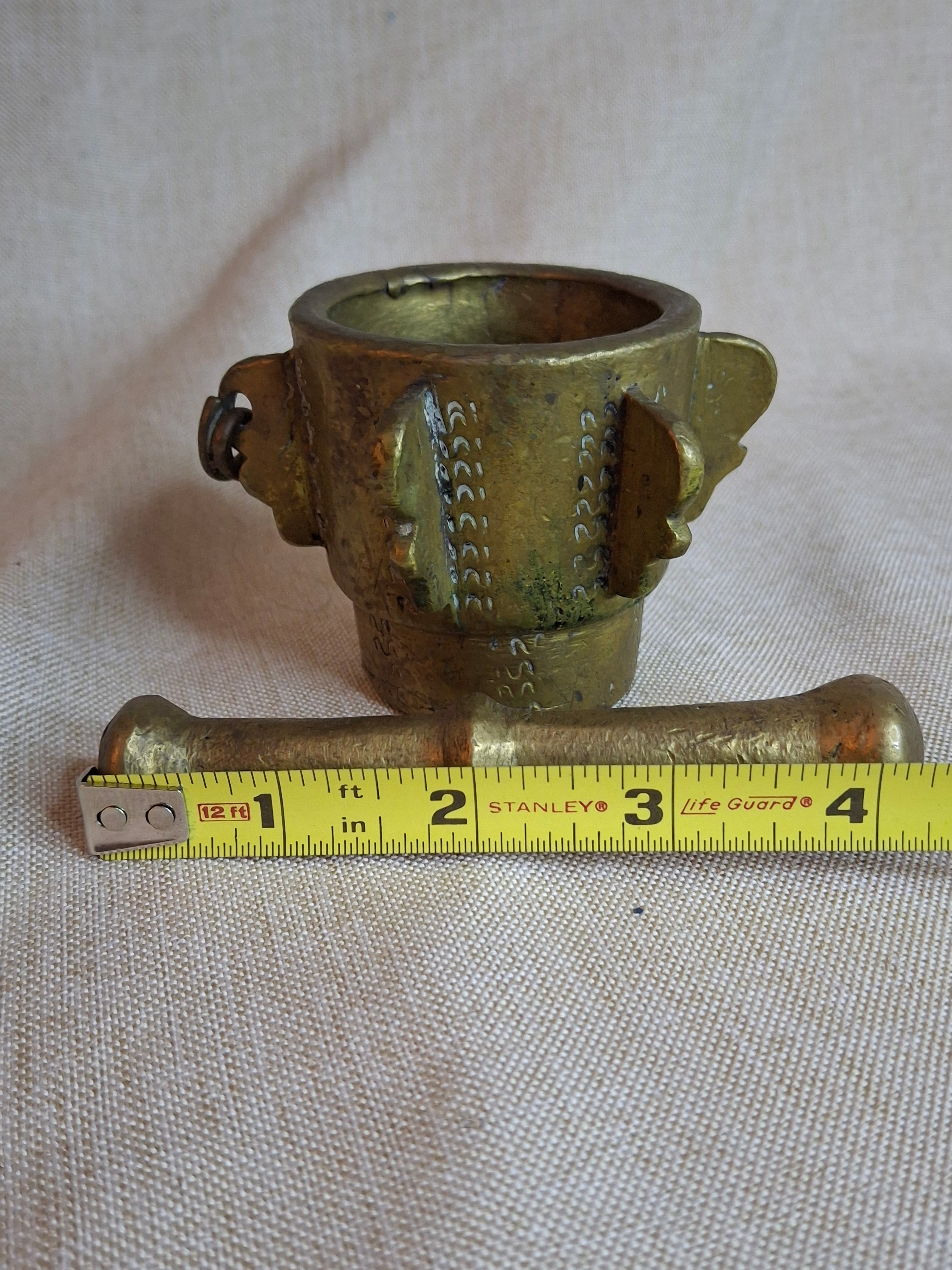 16th or 17th C? Spanish Renaissance Bronze Mortar and Pestle Ribbed Fin Judaica Antiquity